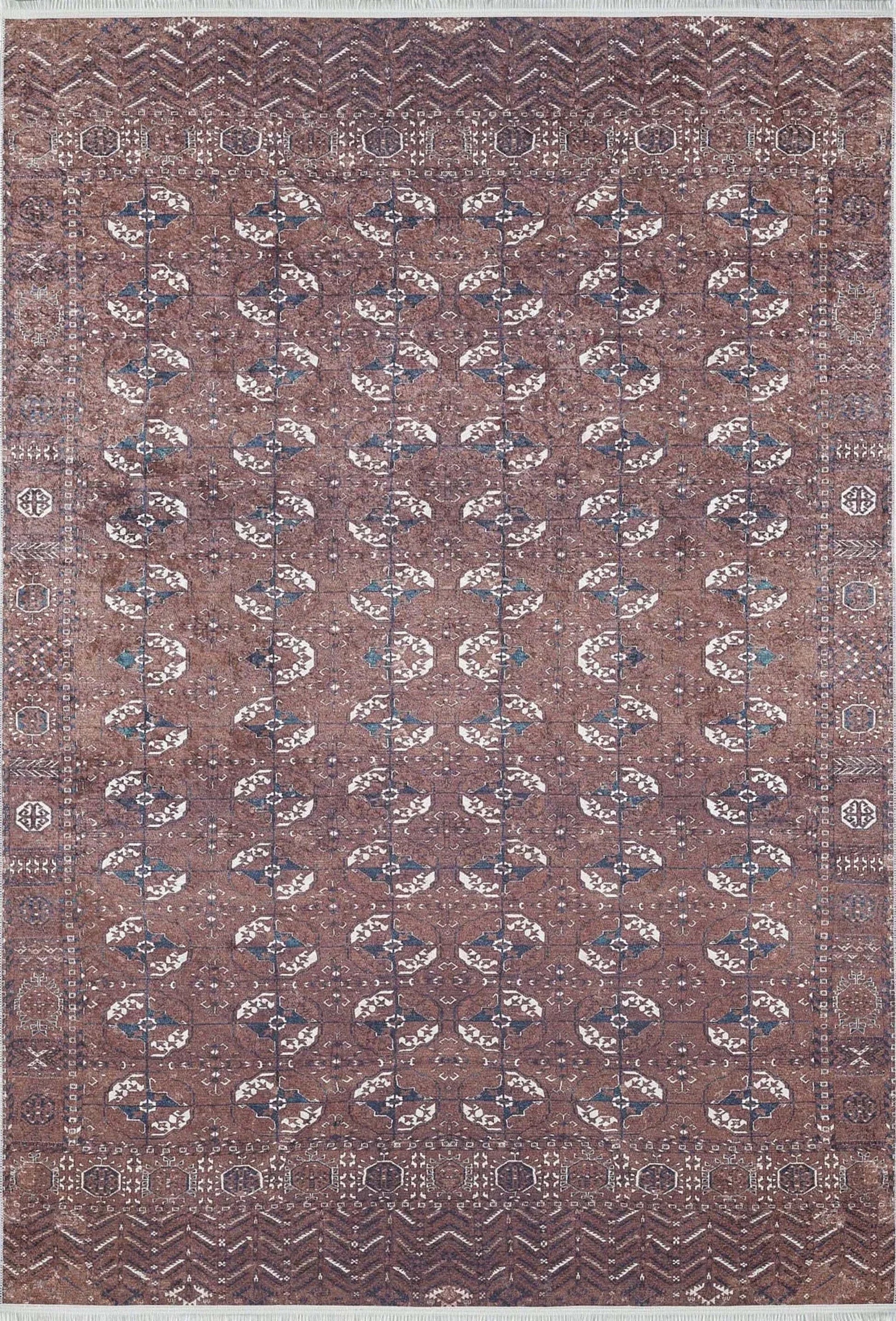 Kahverengi Bokhara Desenli Halı