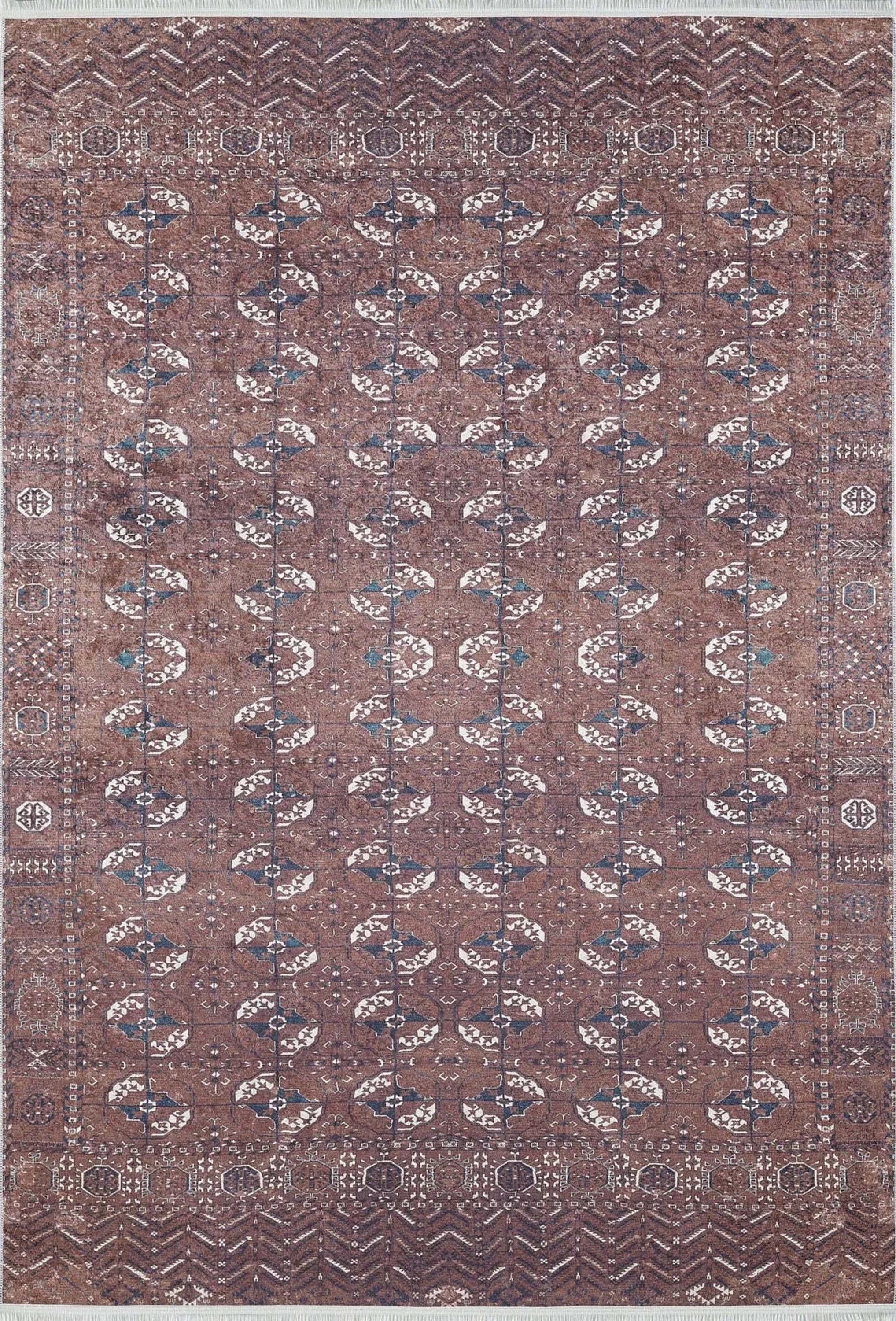 Kahverengi Bokhara Desenli Halı