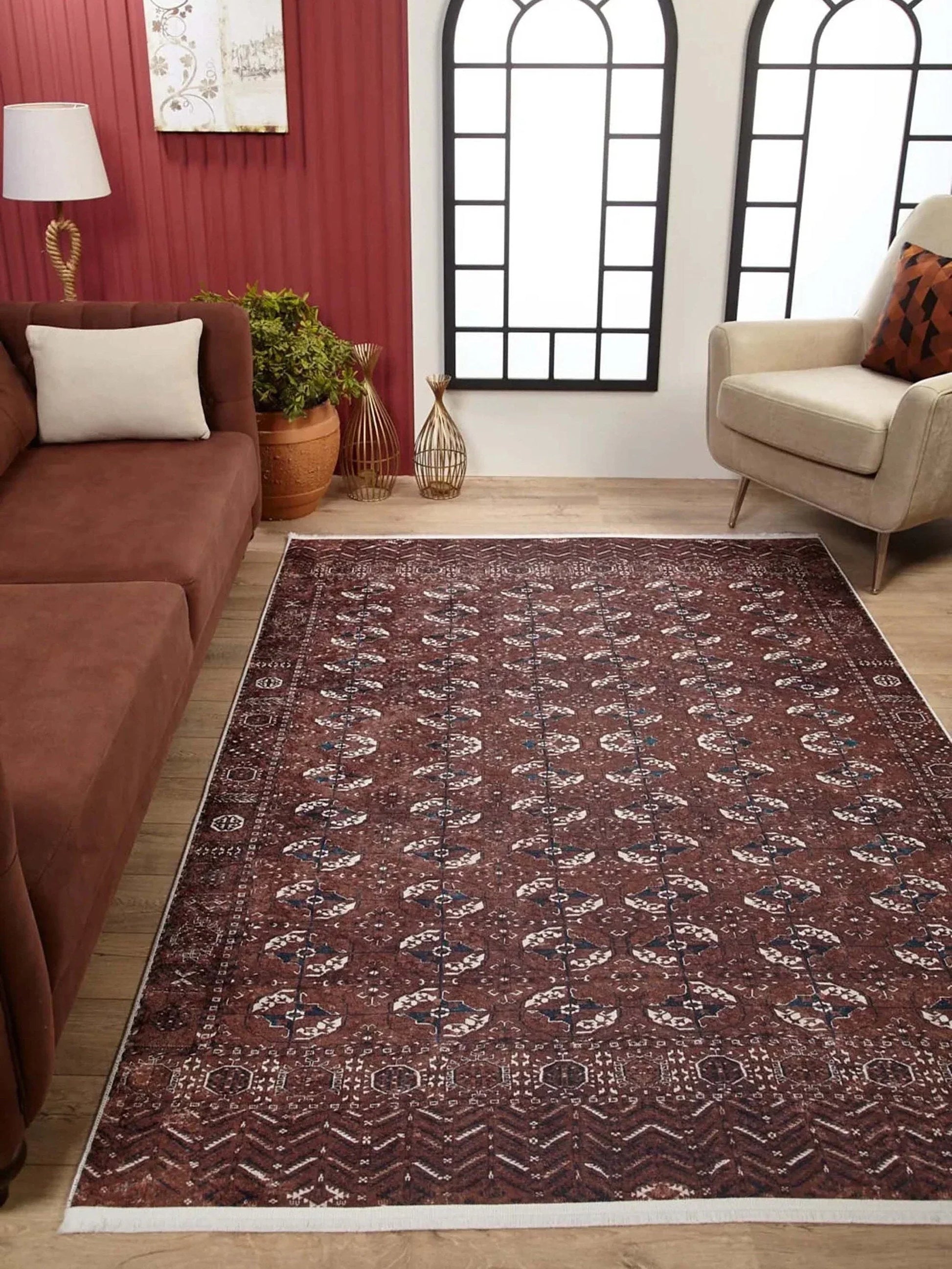 Kahverengi Bokhara Desenli Halı