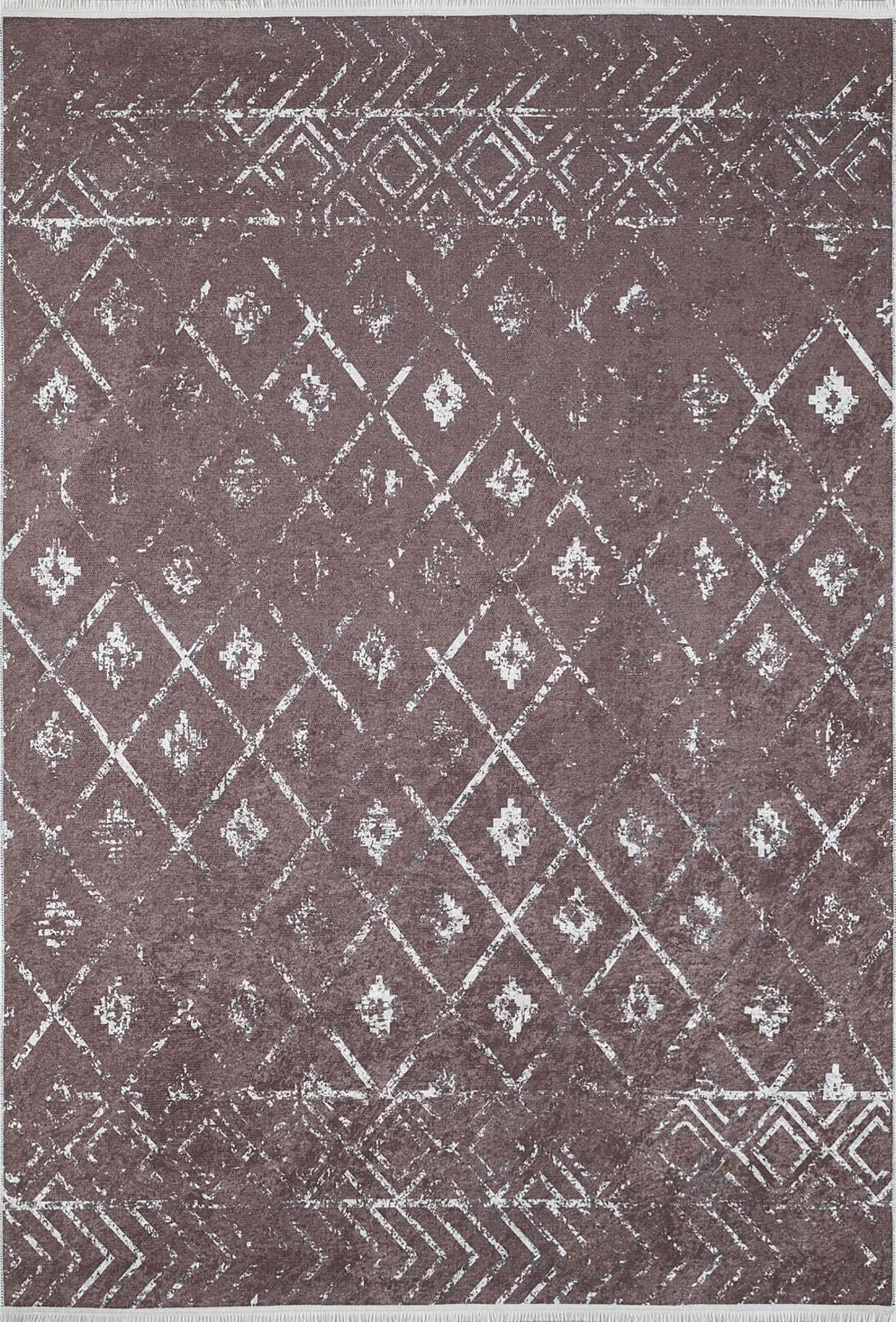 Kahverengi Geometrik Antika Benzersiz Vintage Halı