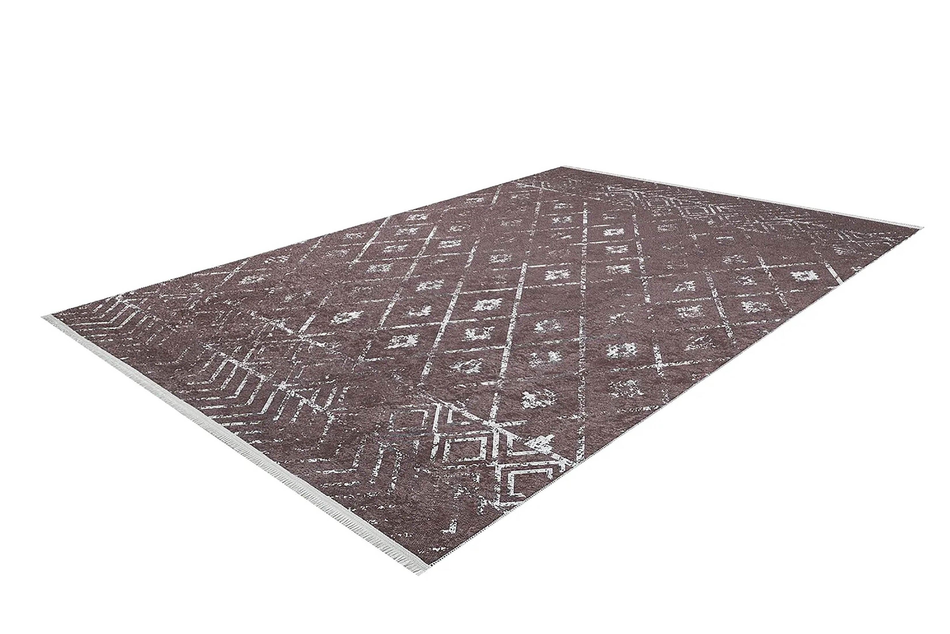 Kahverengi Geometrik Antika Benzersiz Vintage Halı