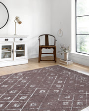 Kahverengi Geometrik Antika Benzersiz Vintage Halı
