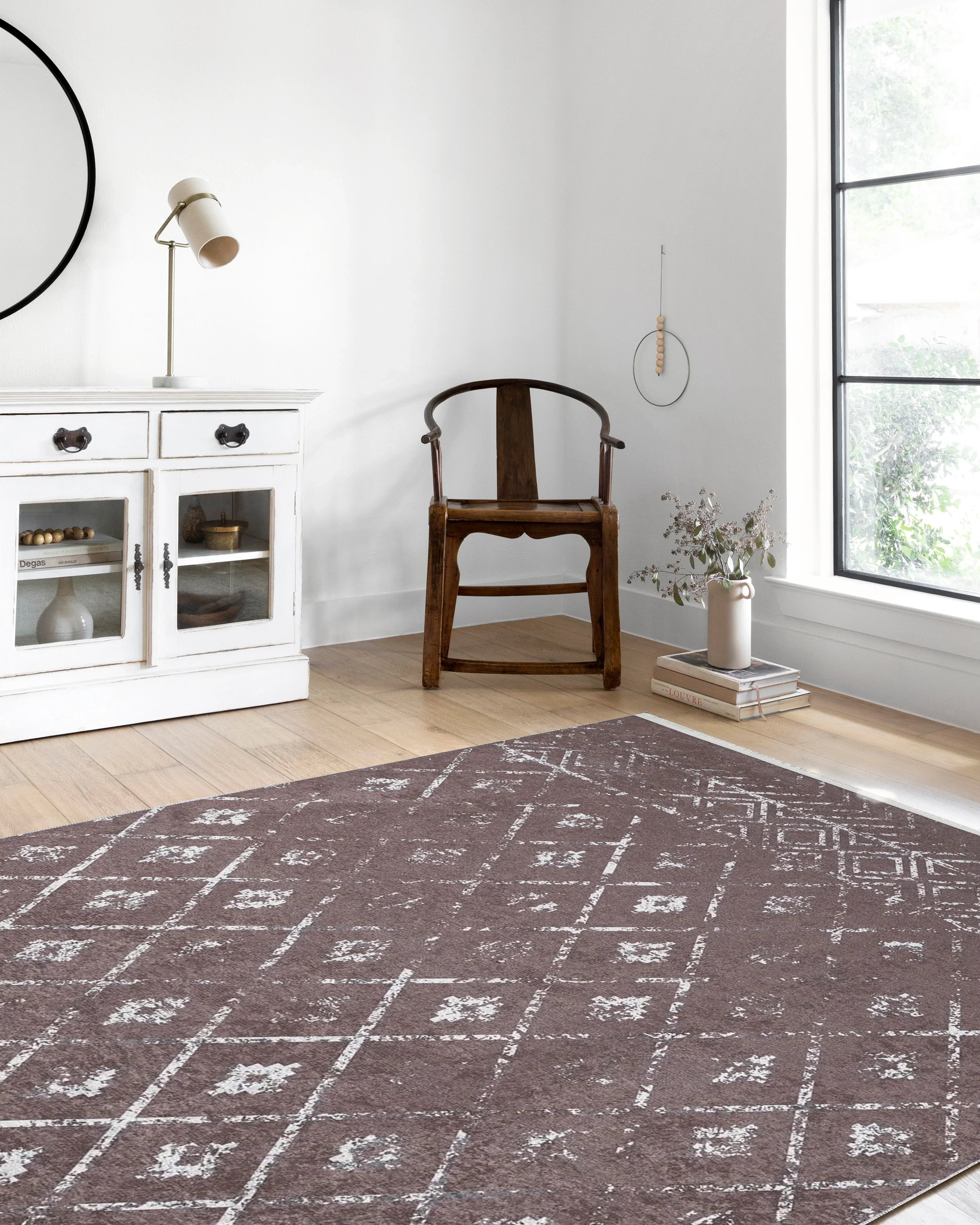 Kahverengi Geometrik Antika Benzersiz Vintage Halı
