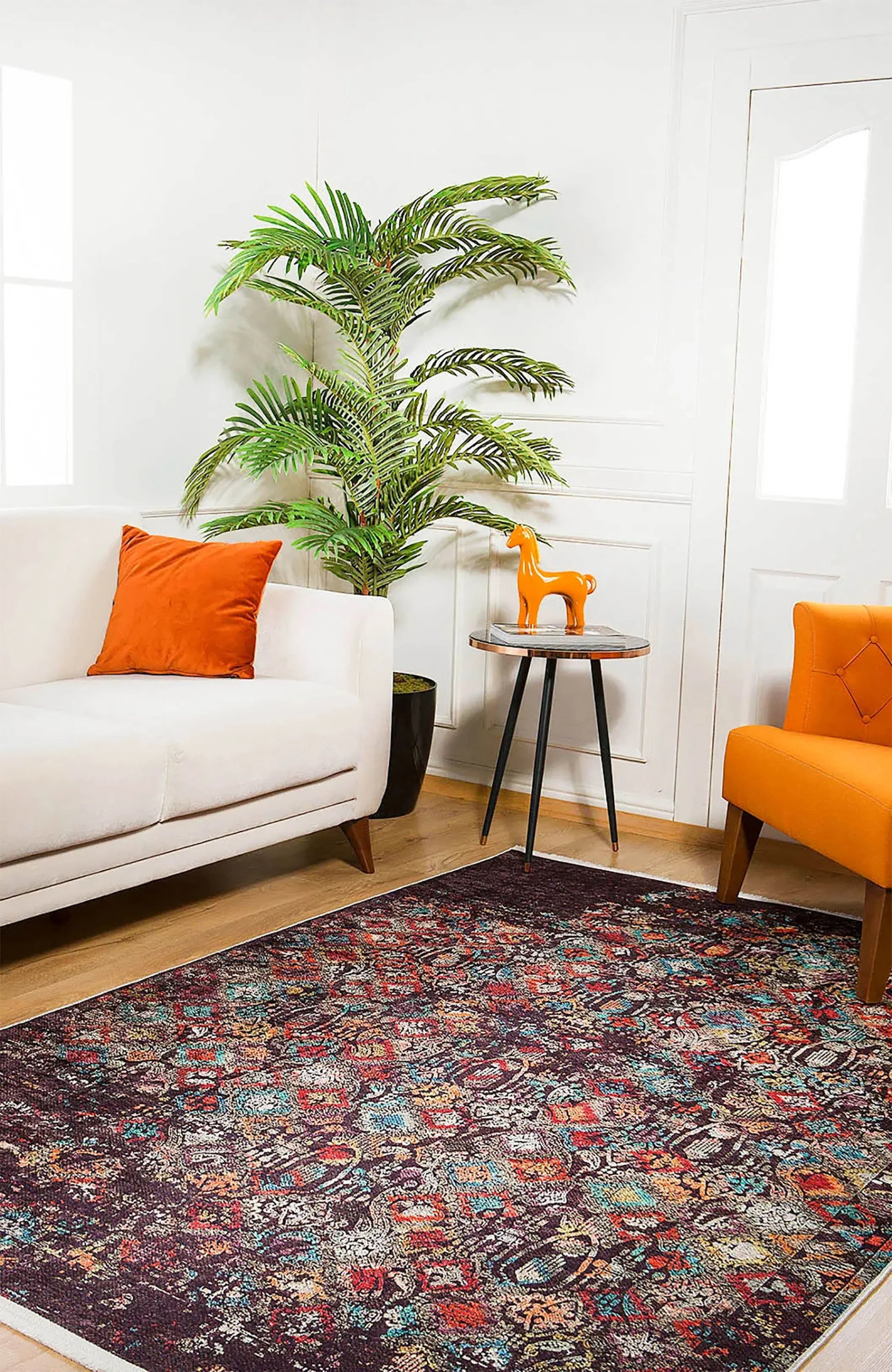 Kahverengi Modern Boho Geometrik Halı