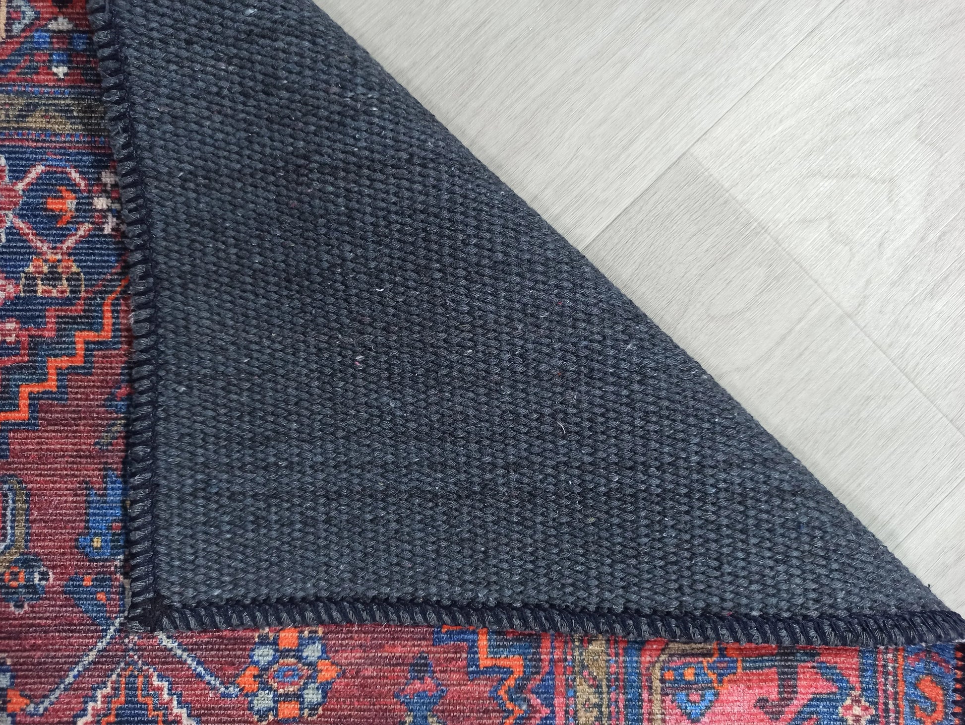 Kahverengi, Turuncu ve Lacivert Motifli Vintage Halı