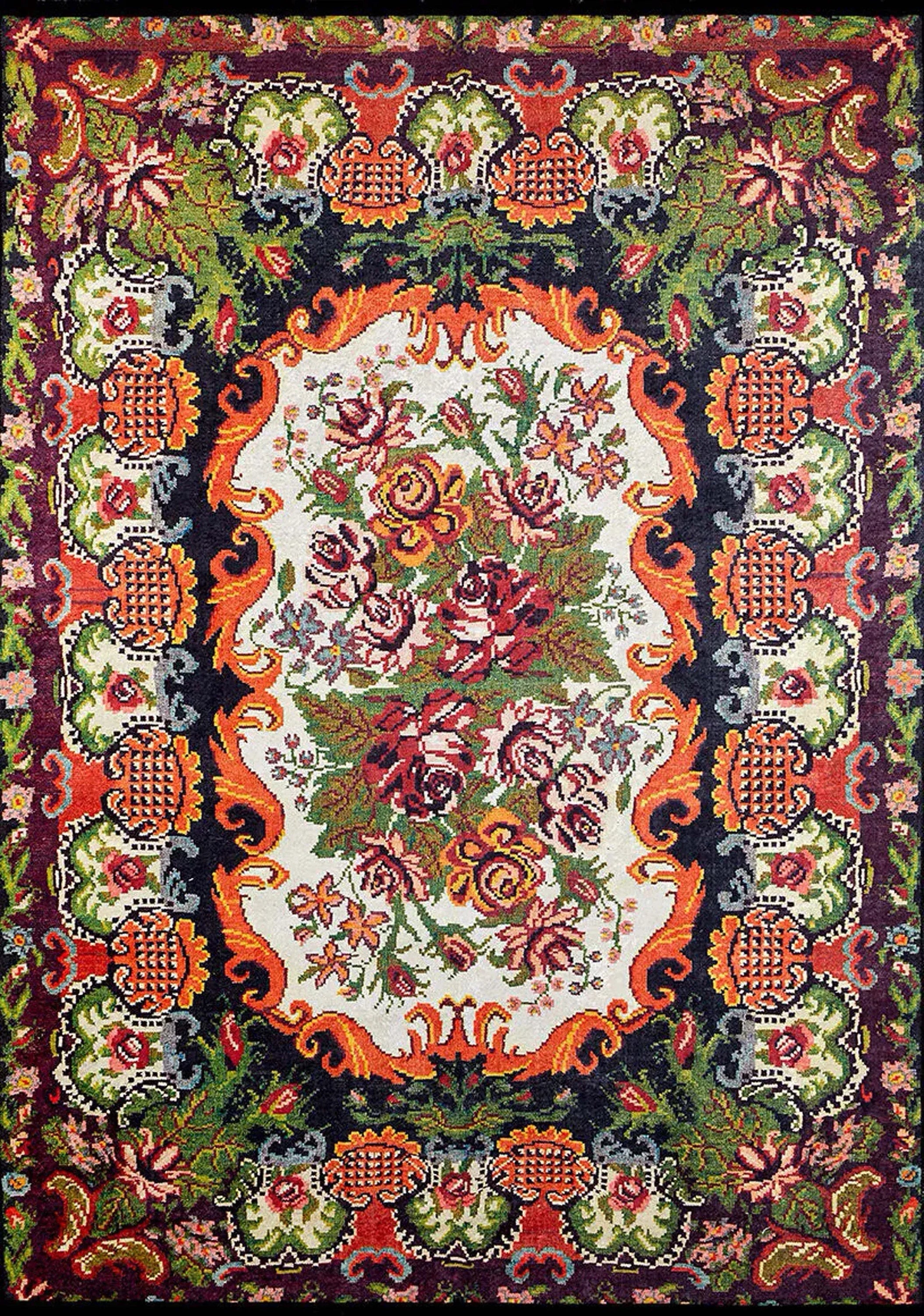 Karabağ Azerbaycan Çiçek Desenli Halı