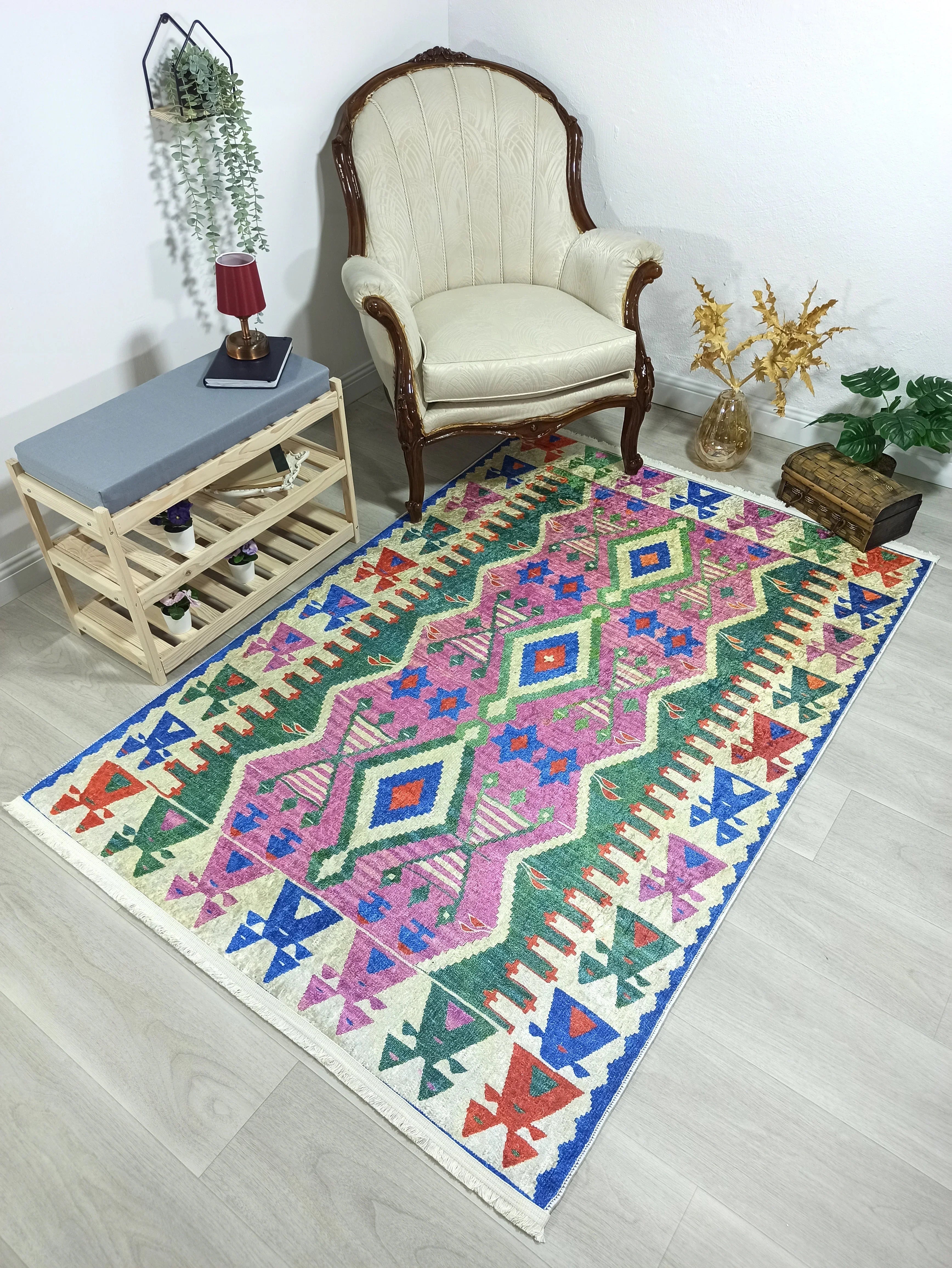 Kilim Tarzı Çok Renkli Modern Bohem Halı