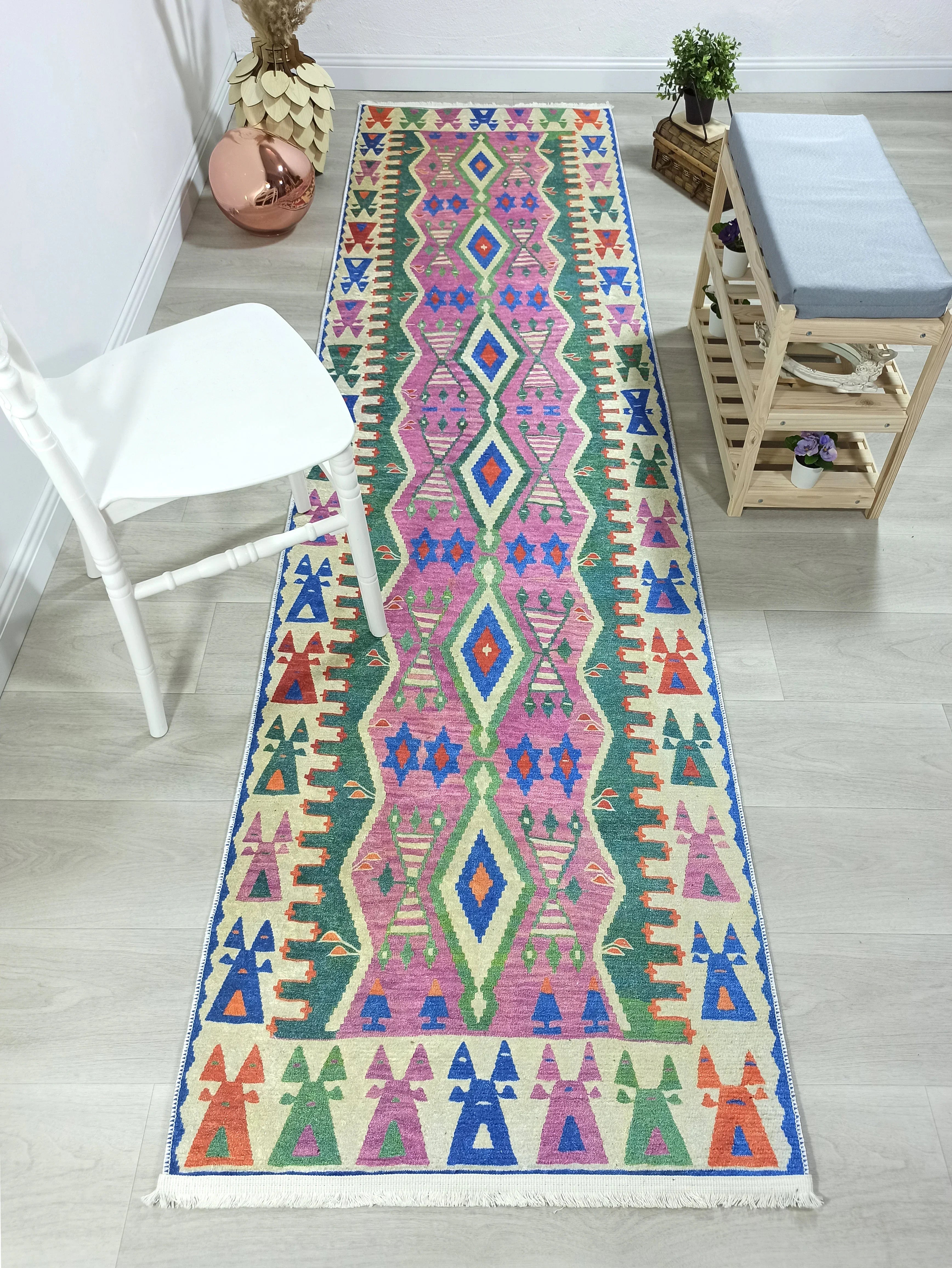 Kilim Tarzı Çok Renkli Modern Bohem Halı