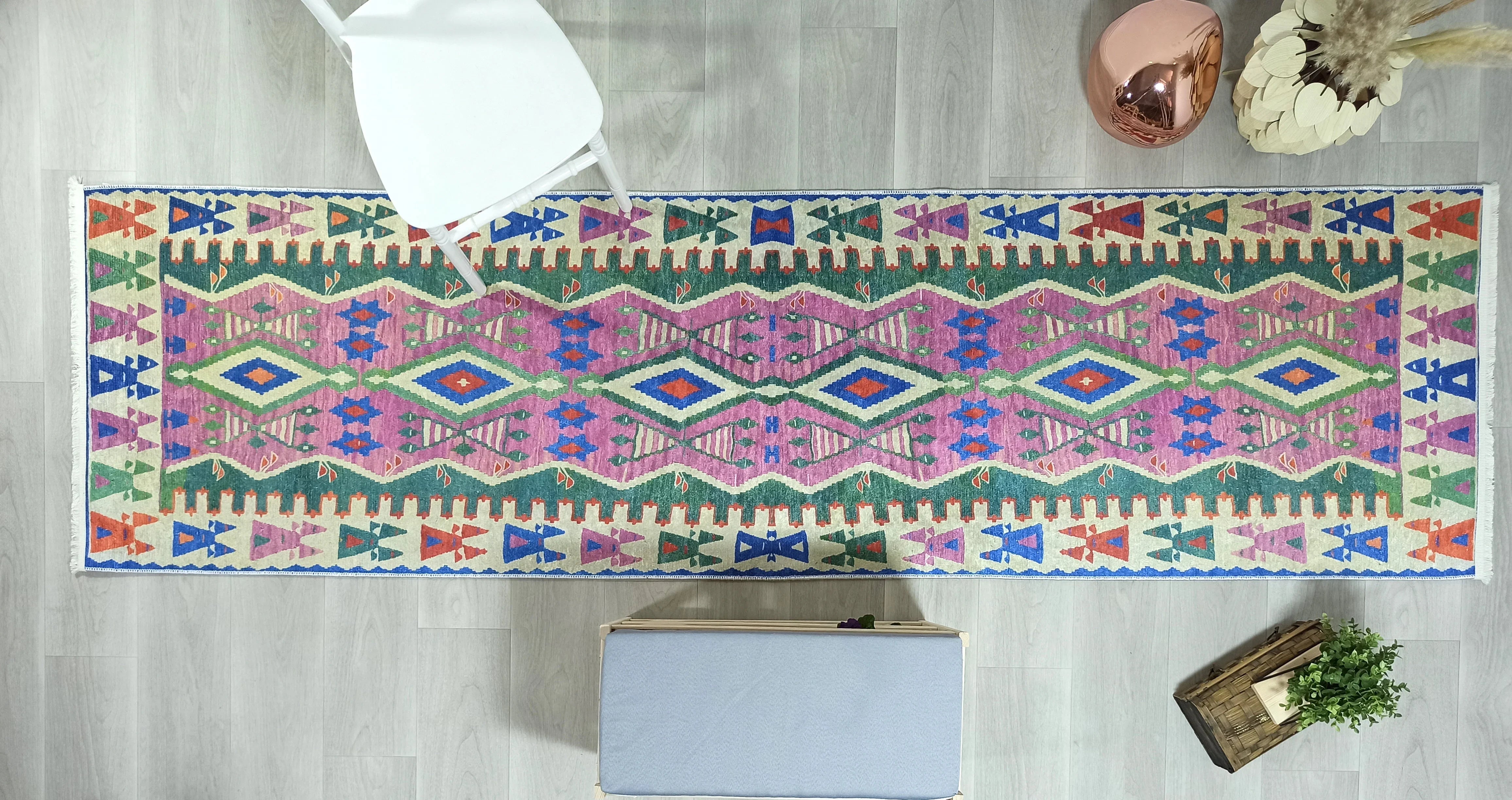 Kilim Tarzı Çok Renkli Modern Bohem Halı