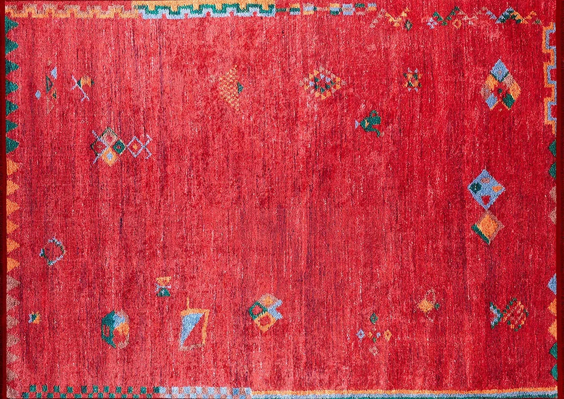 Kiremit Kırmızı Geometrik Desenli Uşak Kilim Halı