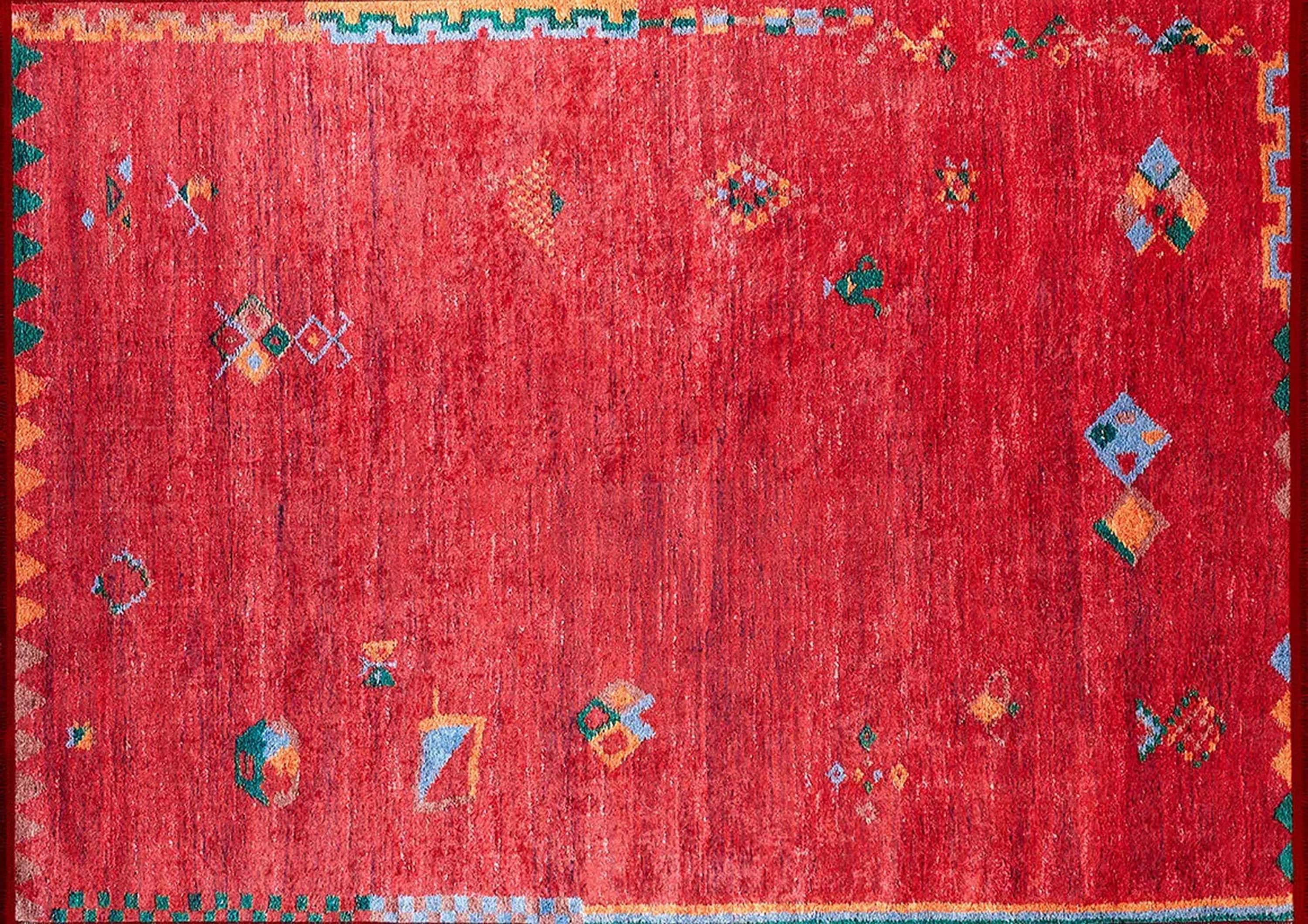 Kiremit Kırmızı Geometrik Desenli Uşak Kilim Halı