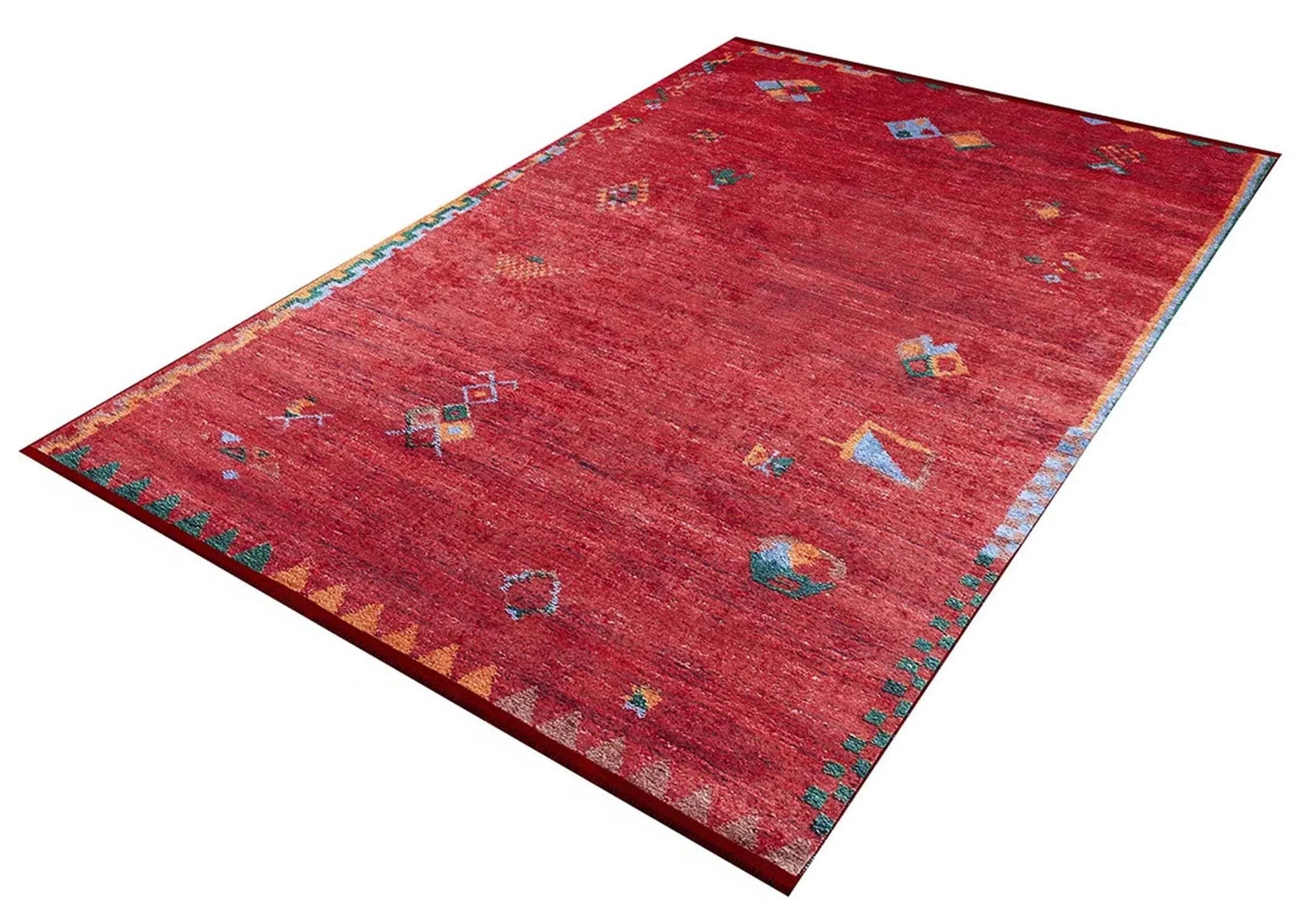 Kiremit Kırmızı Geometrik Desenli Uşak Kilim Halı