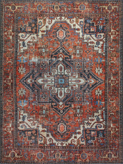 Kiremit ve Turuncu Tonlu İran Tarzı Vintage Halı