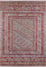 Kırmızı Bej Geleneksel Otantik Desenli Etnik Halı
