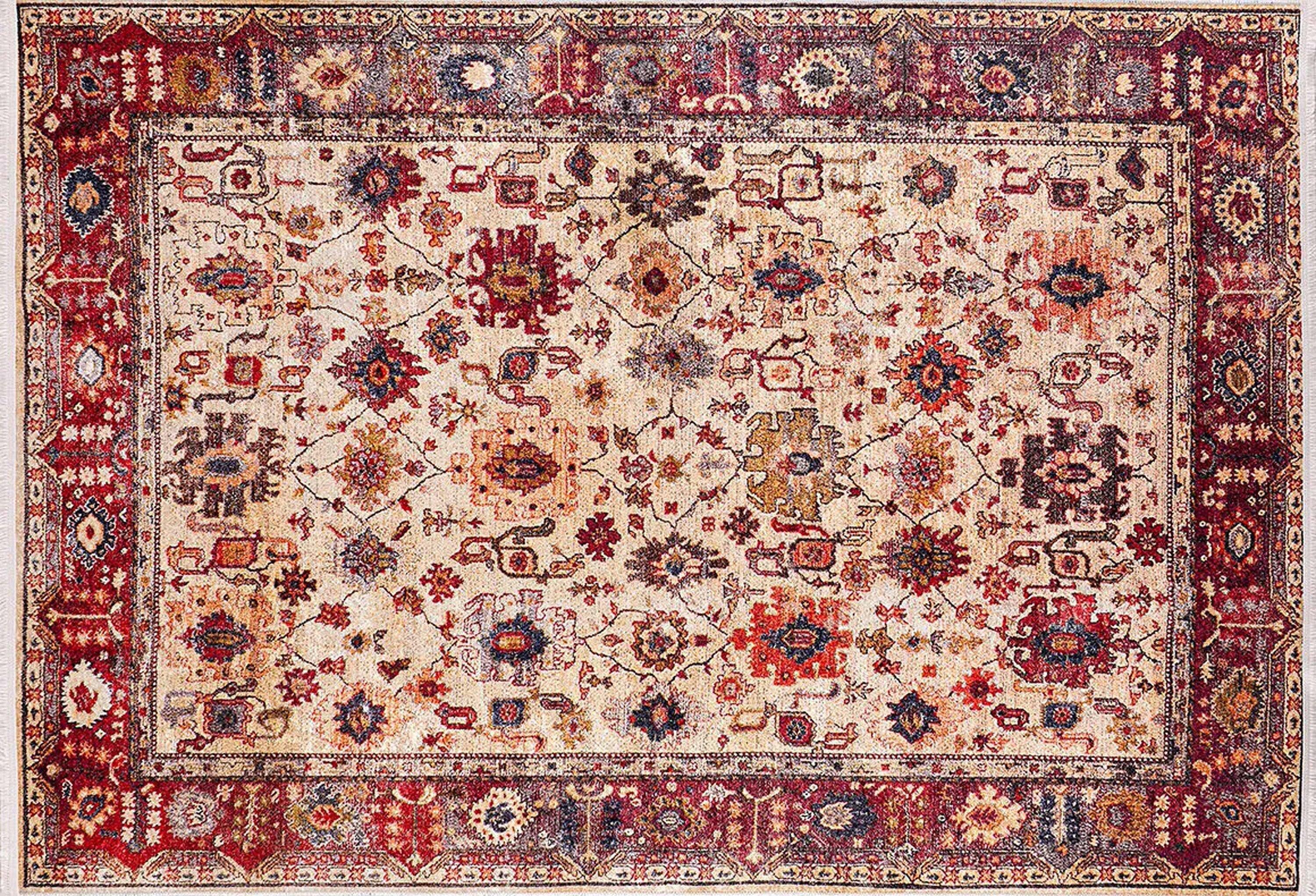 Kırmızı Bej Uşak Desenli Halı