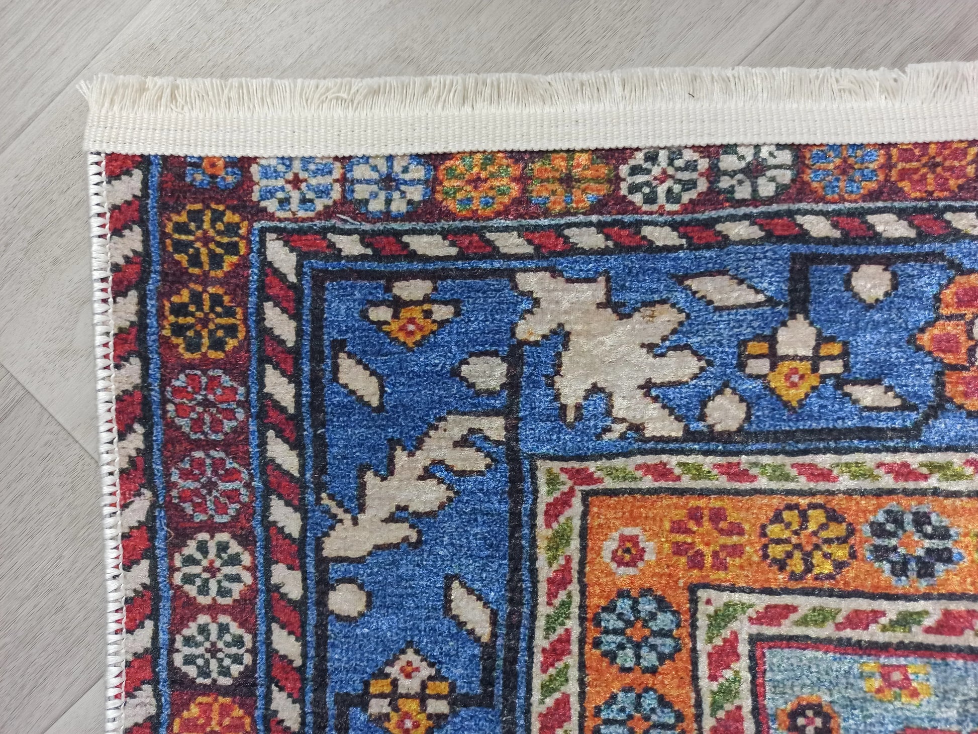 Kırmızı Mavi Vintage Otantik Halı