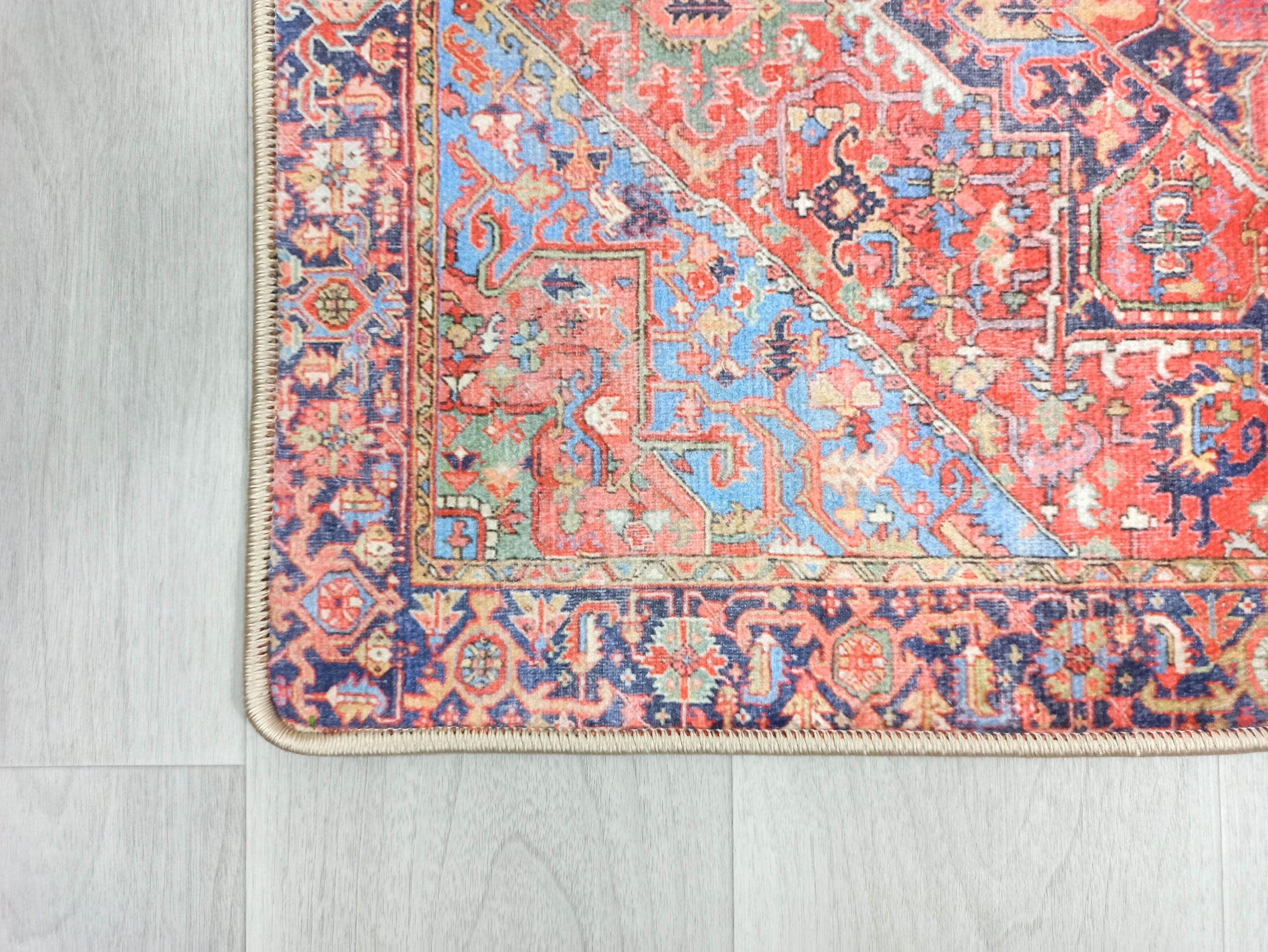 Kırmızı ve Lacivert Mavi Renkli Vintage Halısı