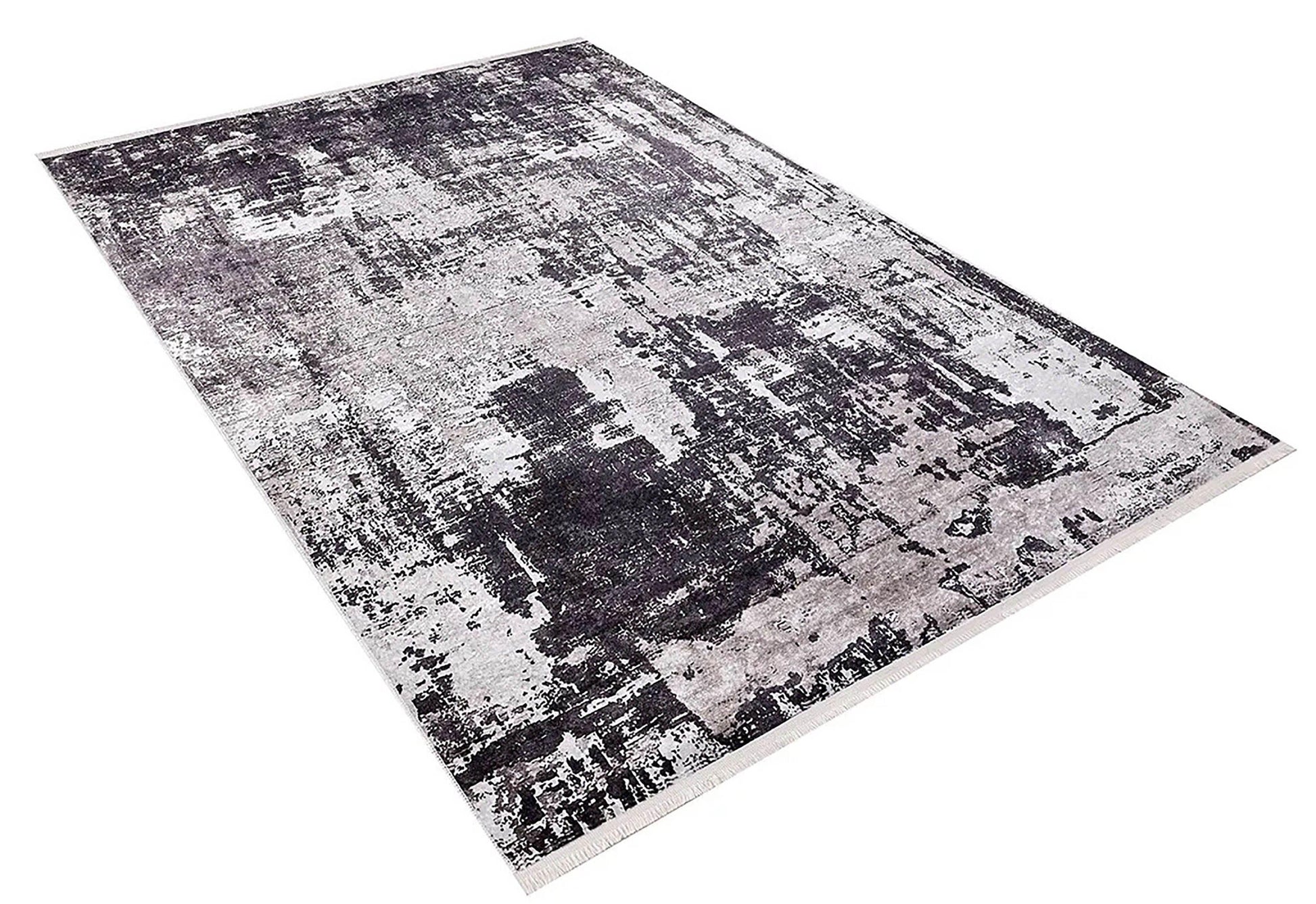Koyu Füme ve Gri Modern Soyut Sanat Halısı