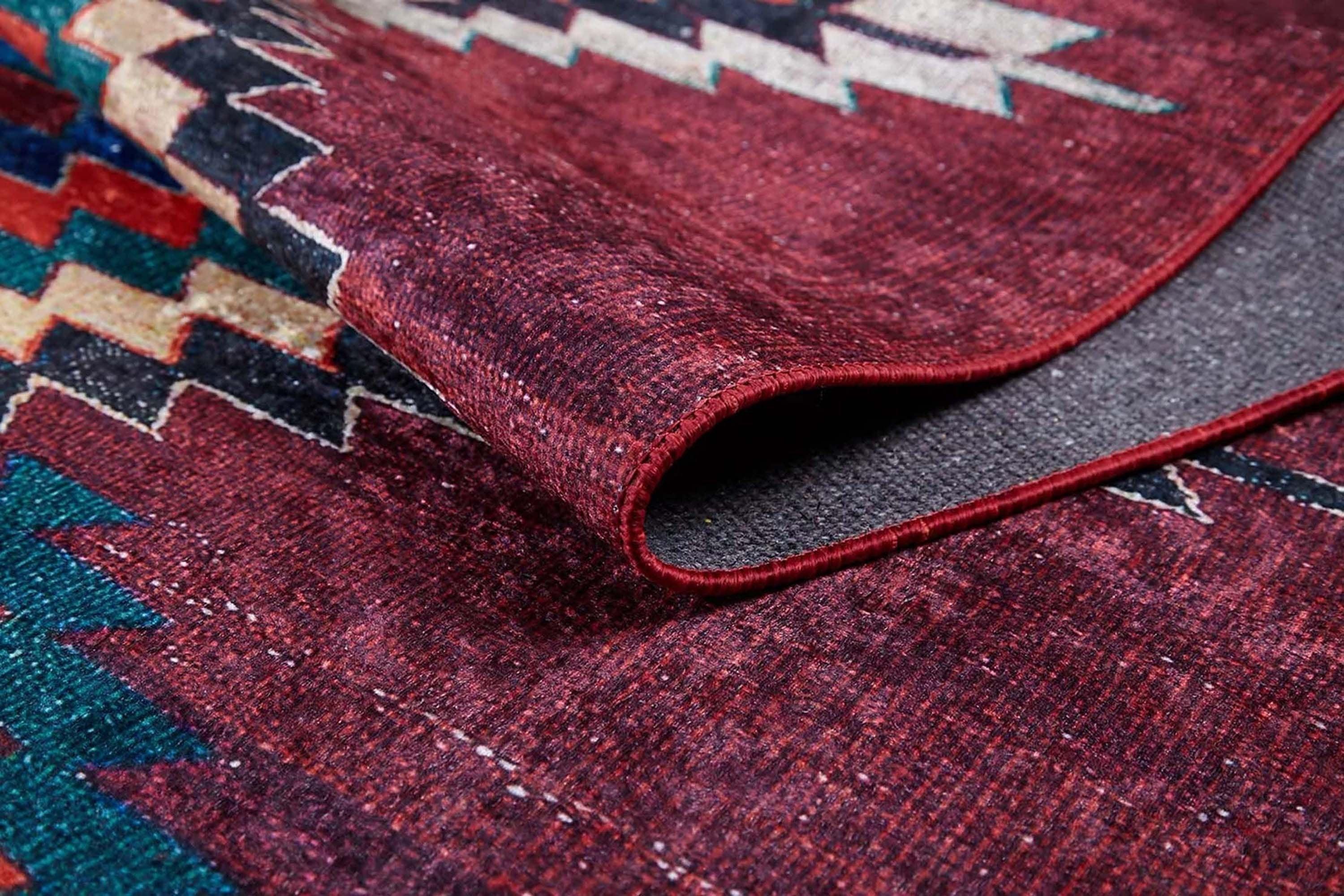 Koyu Kırmızı Geometrik Desenli Anadolu Kilim Halı
