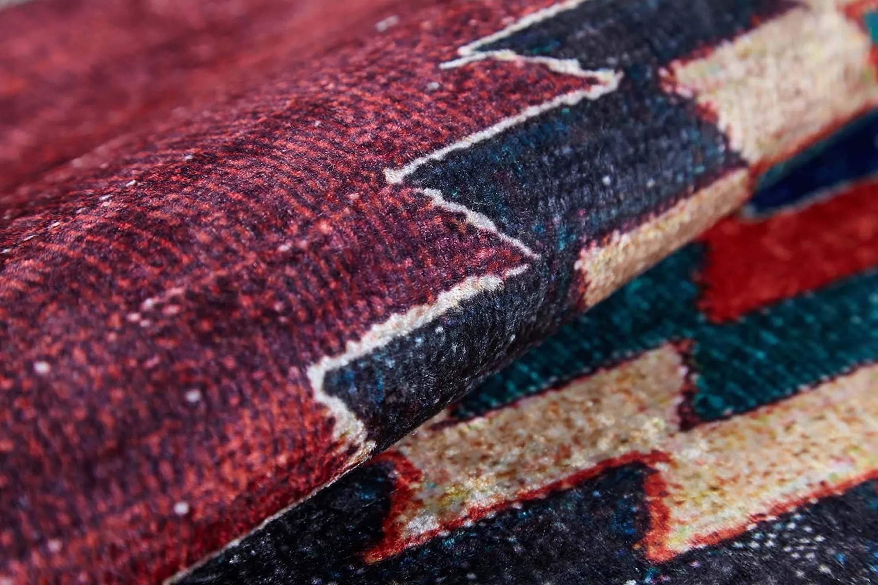 Koyu Kırmızı Geometrik Desenli Anadolu Kilim Halı