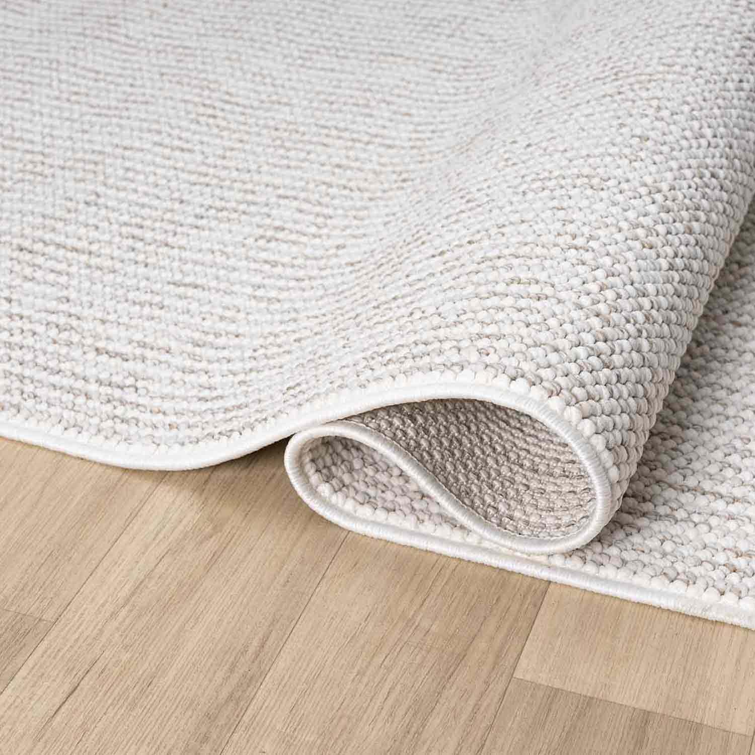 Krem Bej Bukle Dokulu Düz Renk Modern Halı