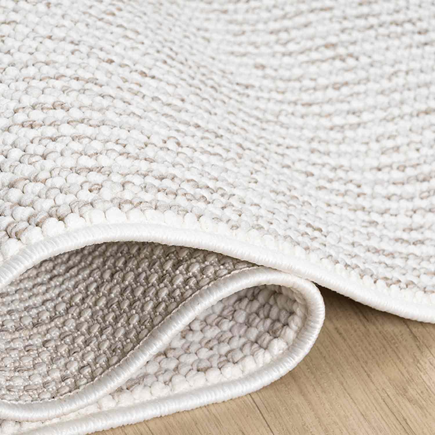 Krem Bej Bukle Dokulu Düz Renk Modern Halı