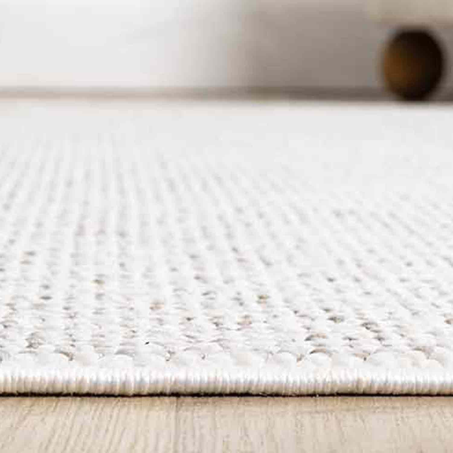 Krem Bej Bukle Dokulu Düz Renk Modern Halı