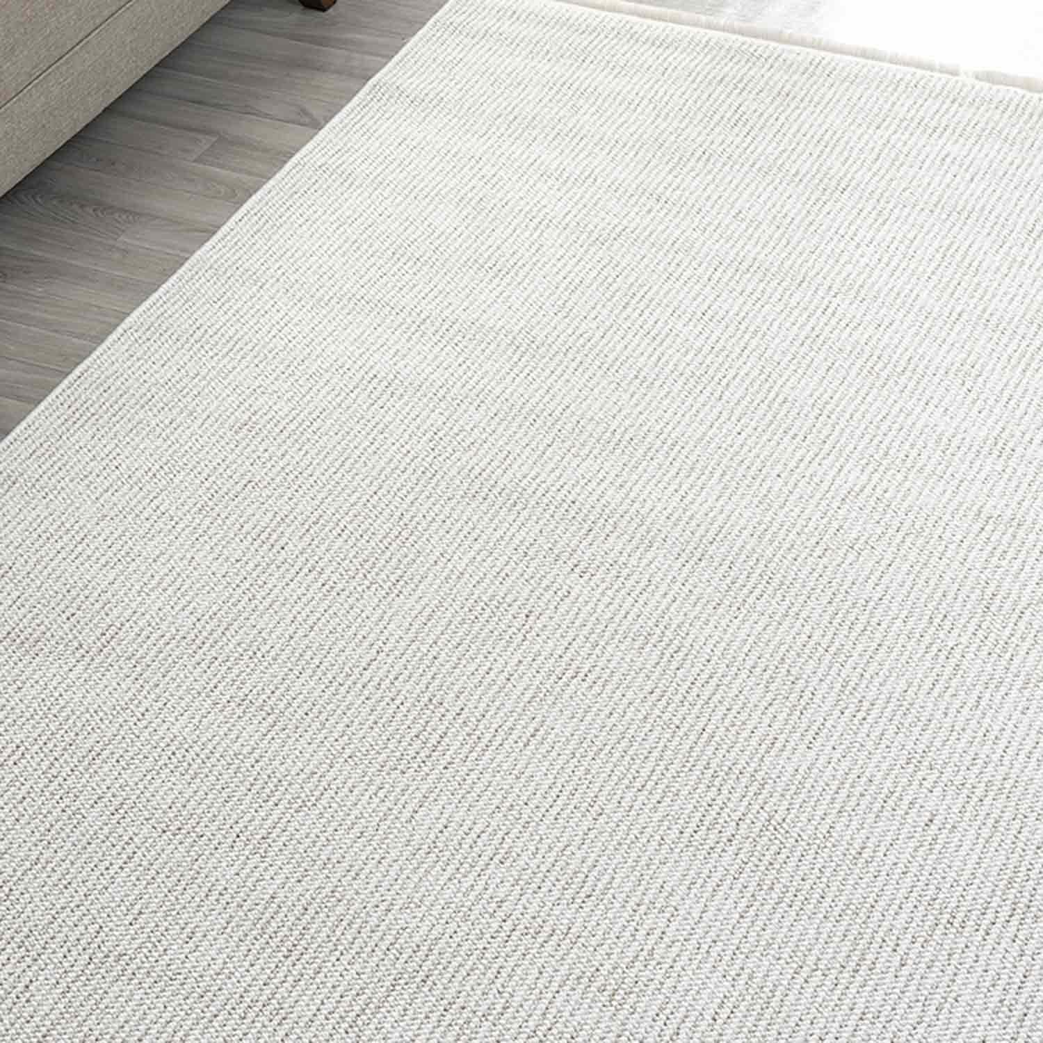 Krem Bej Bukle Dokulu Düz Renk Modern Halı