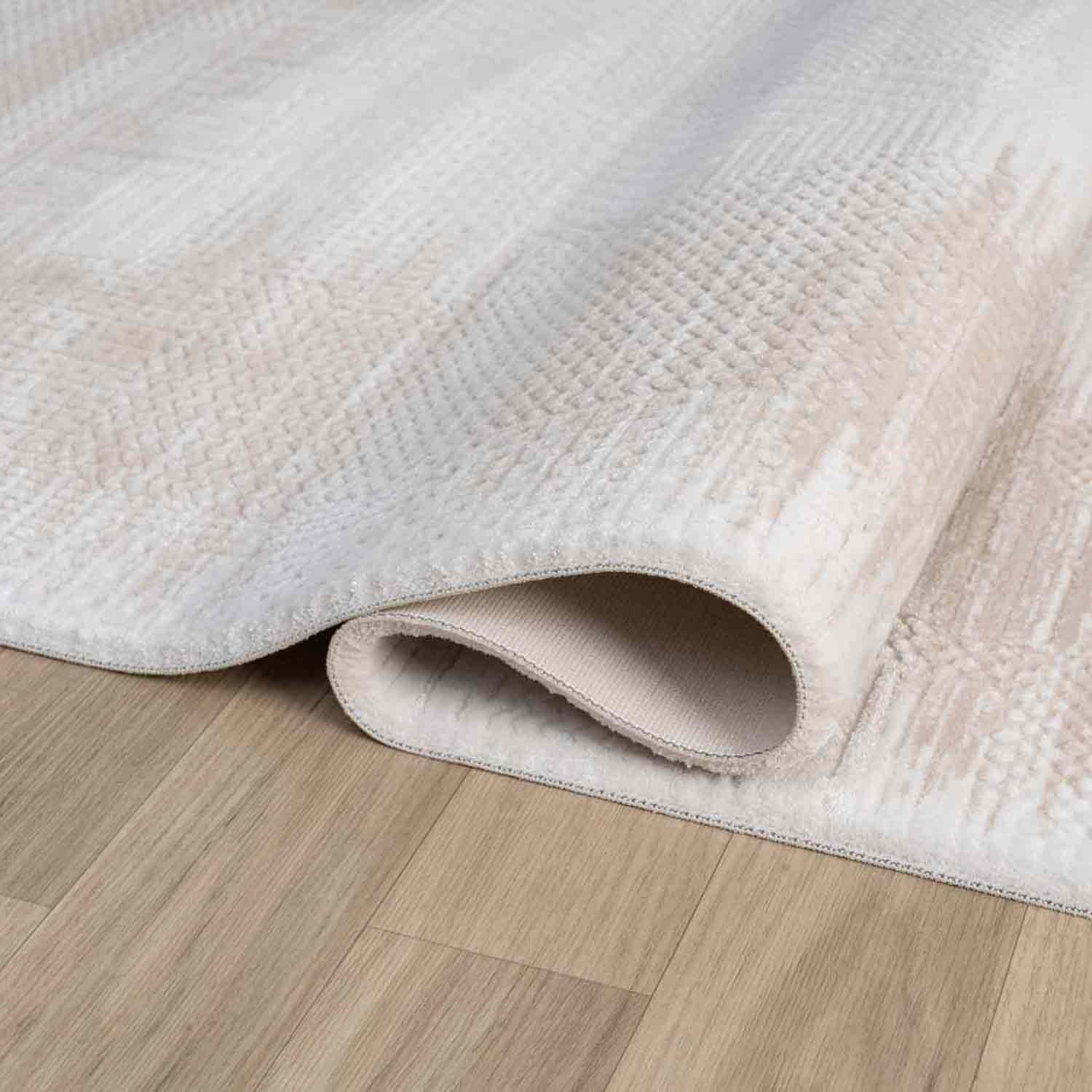Krem Bej Eskitme Bordürlü Sade Modern Halı