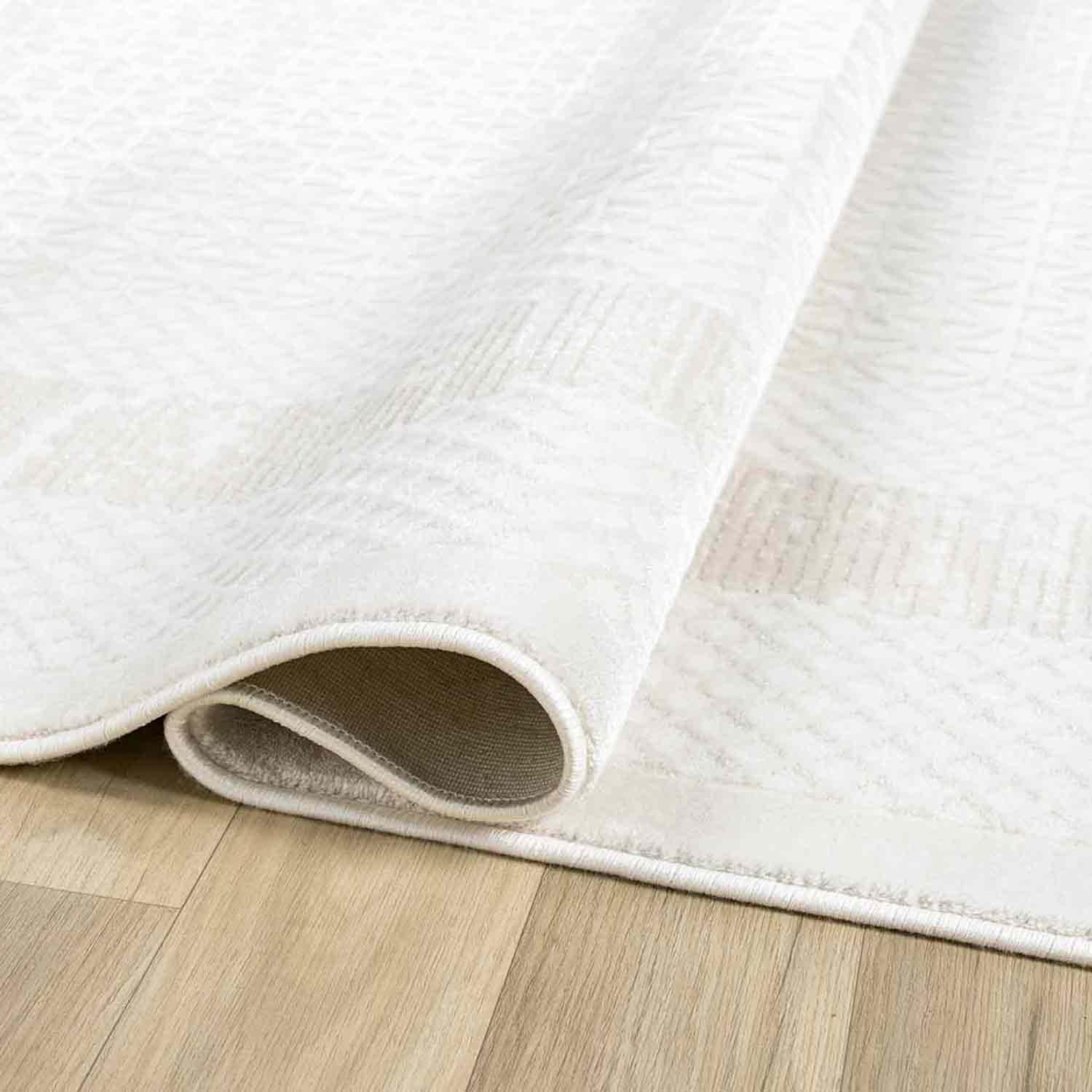Krem Bej Geometrik Desenli Modern Halı