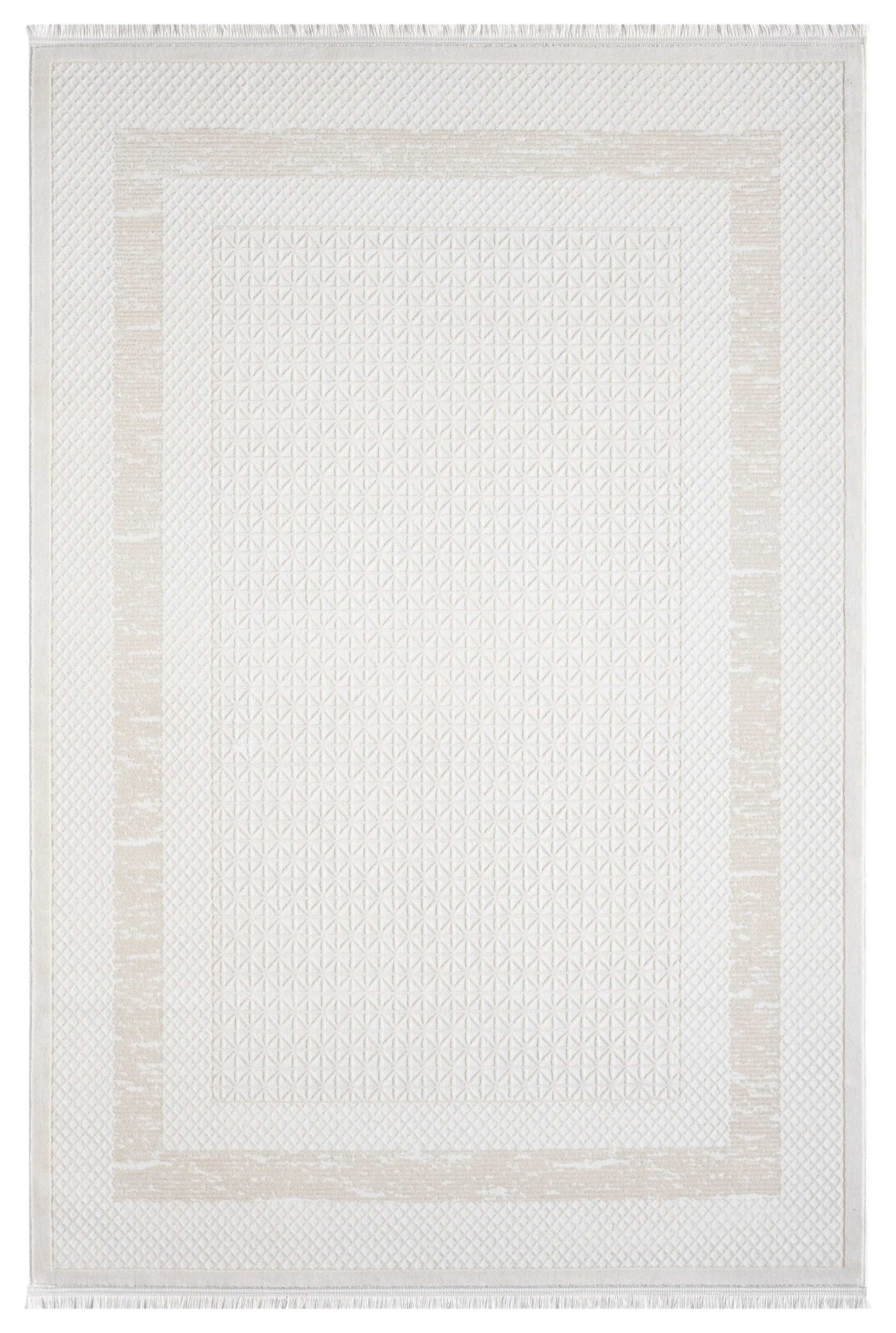 Krem Bej Geometrik Desenli Modern Halı