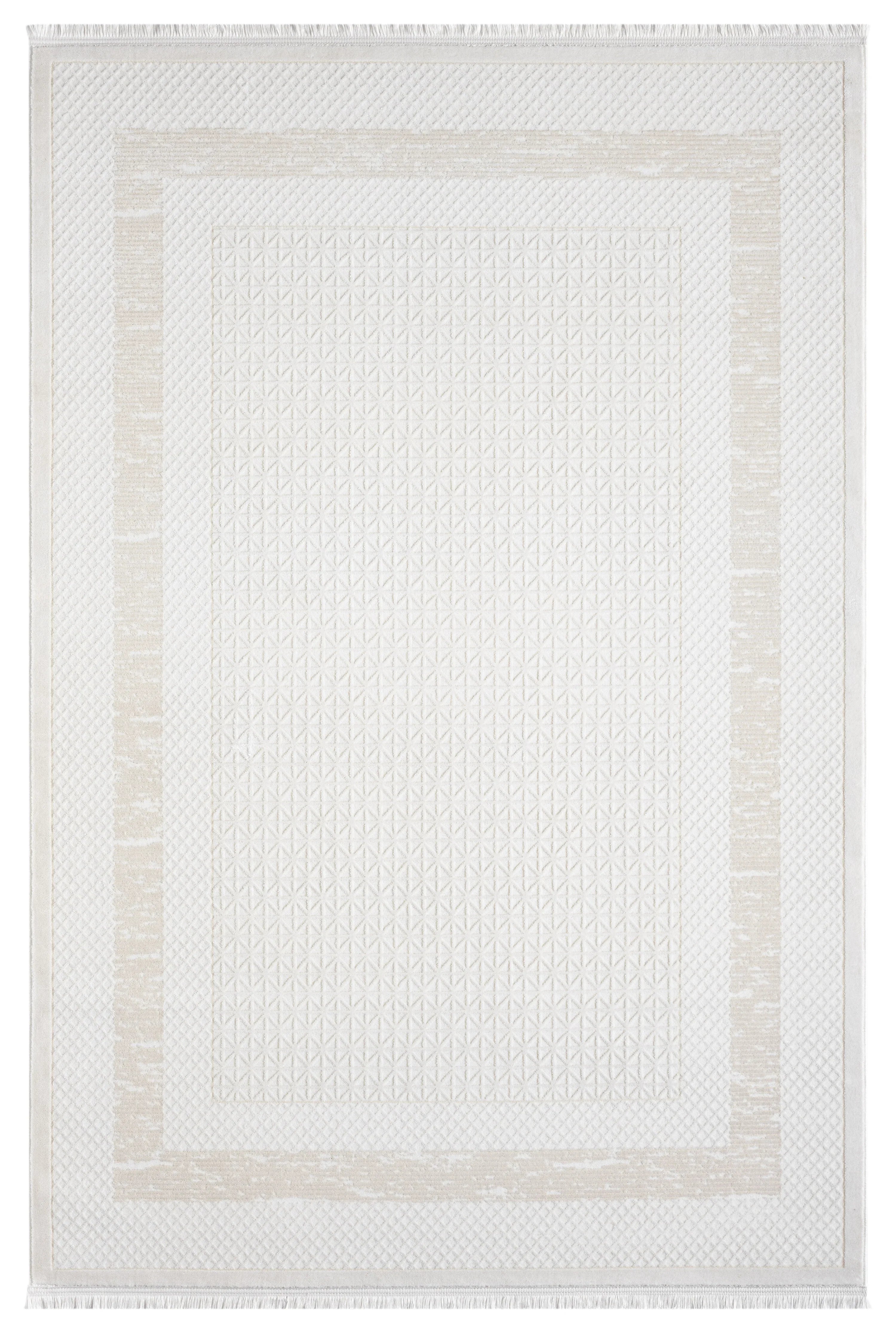 Krem Bej Geometrik Desenli Modern Halı