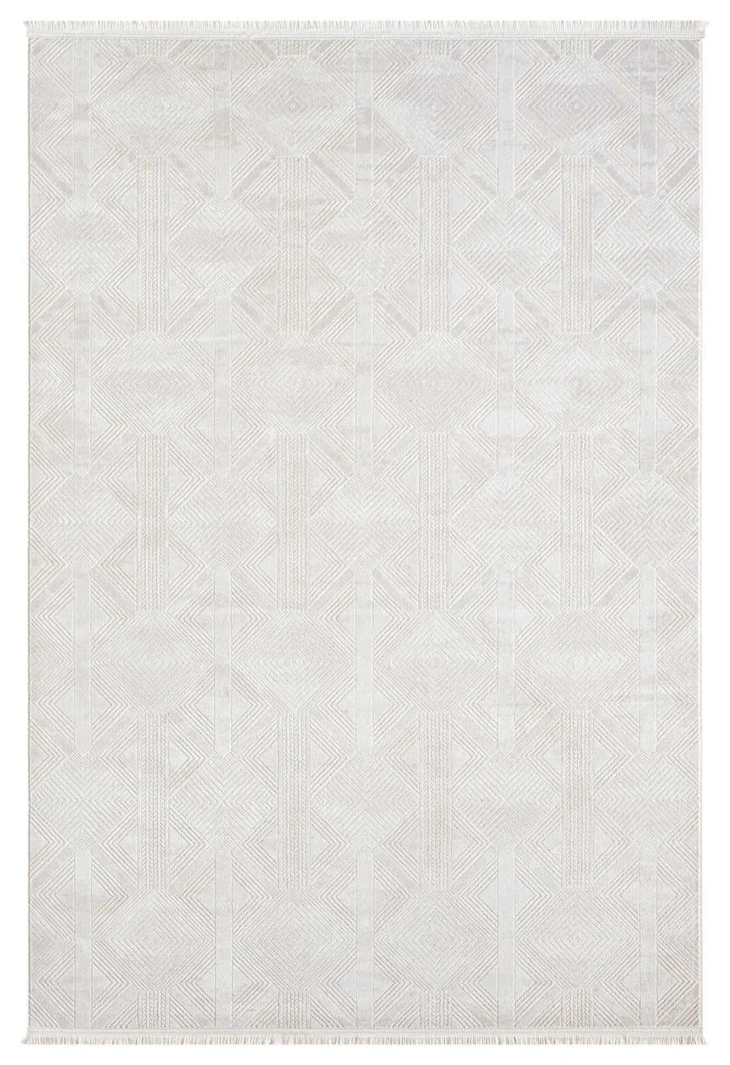 Krem Bej Geometrik Etnik Modern Halı