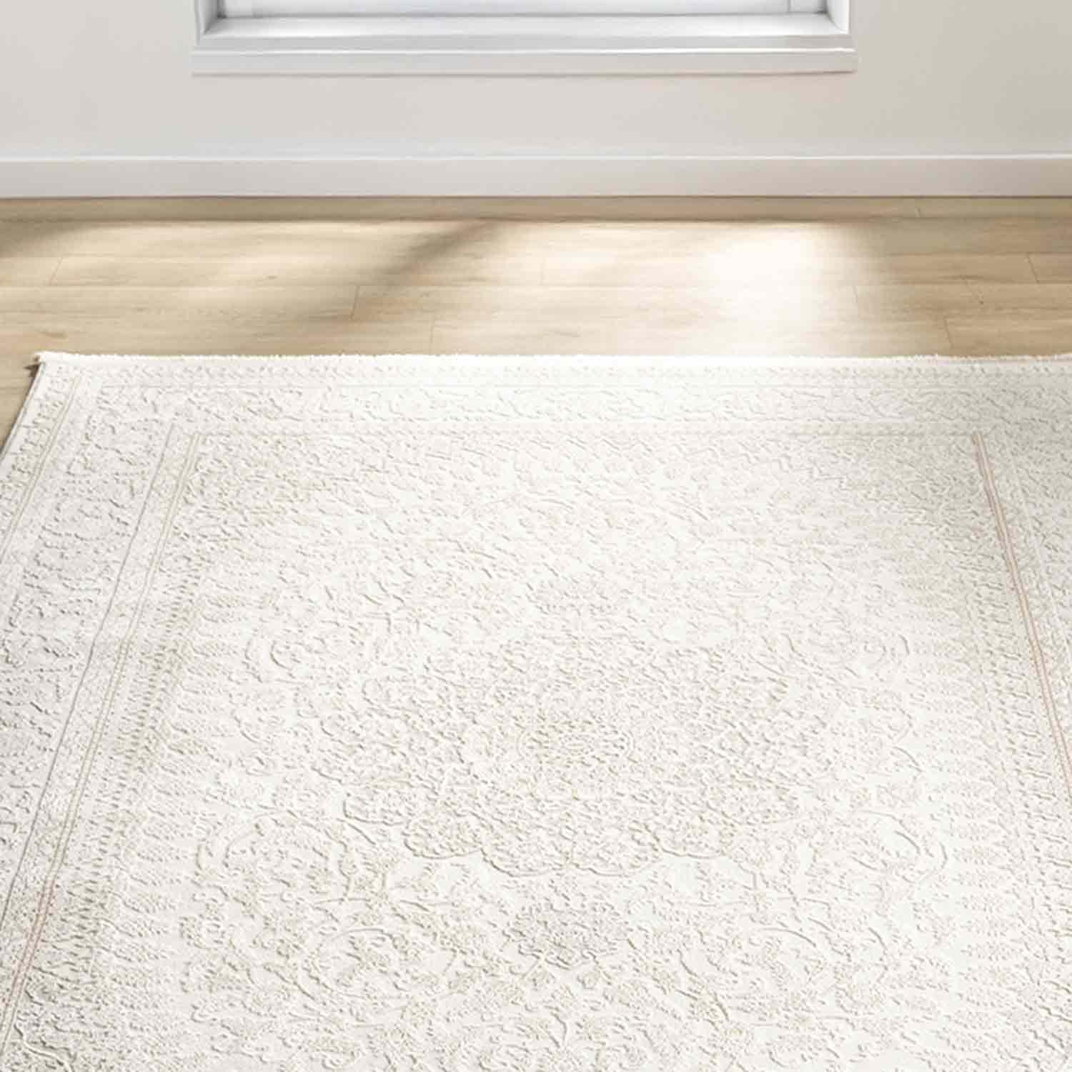 Krem Bej Klasik Medallion Desenli Halı