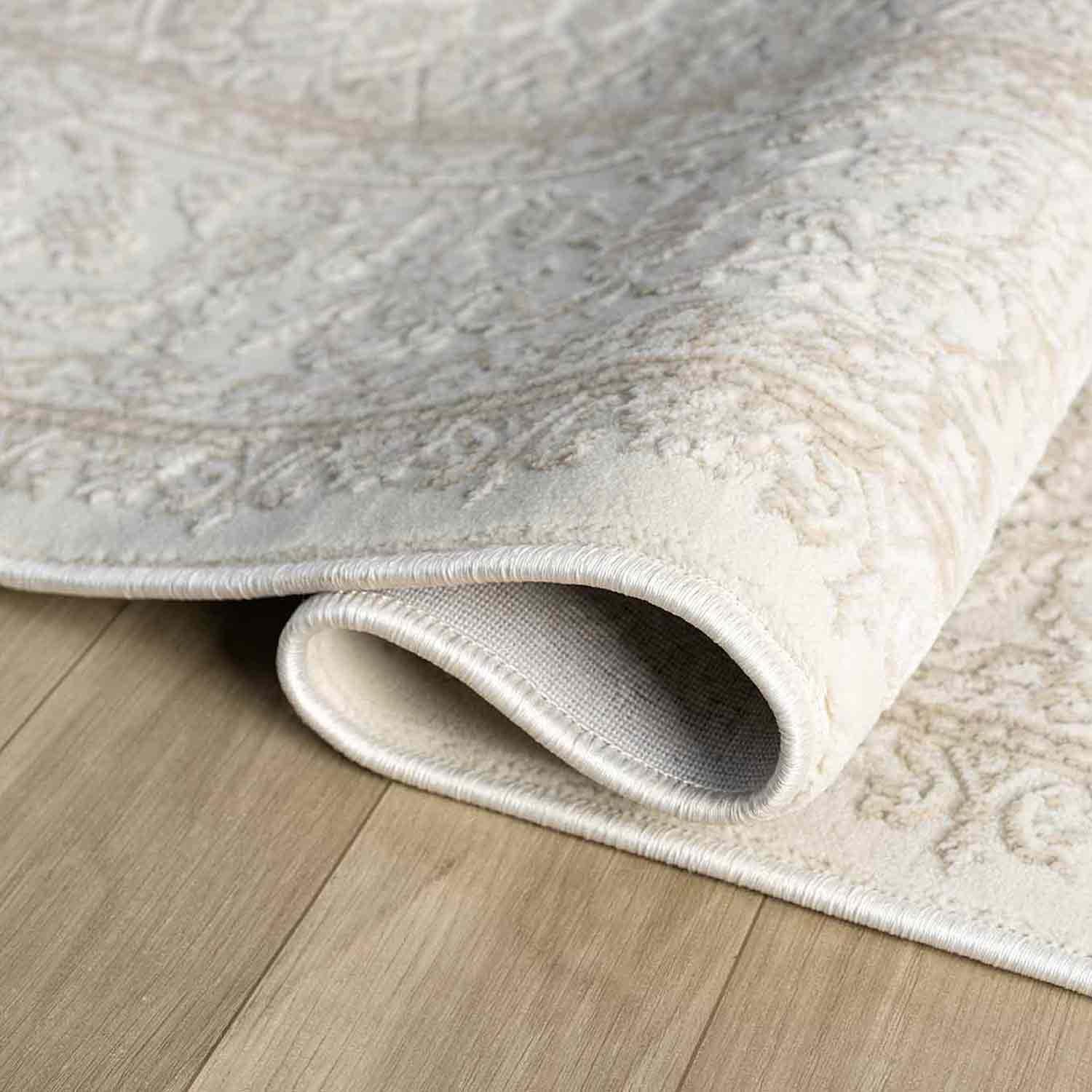 Krem Bej Klasik Medallion Desenli Halı