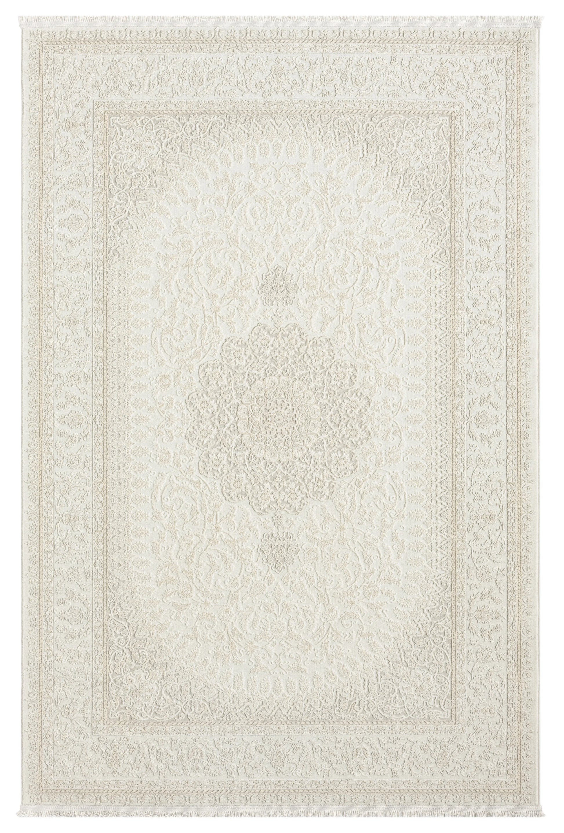 Krem Bej Klasik Medallion Desenli Halı