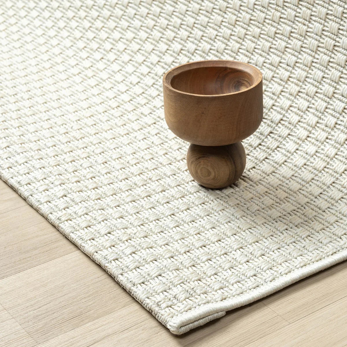 Krem Beyaz Hasır Dokulu Modern Halı
