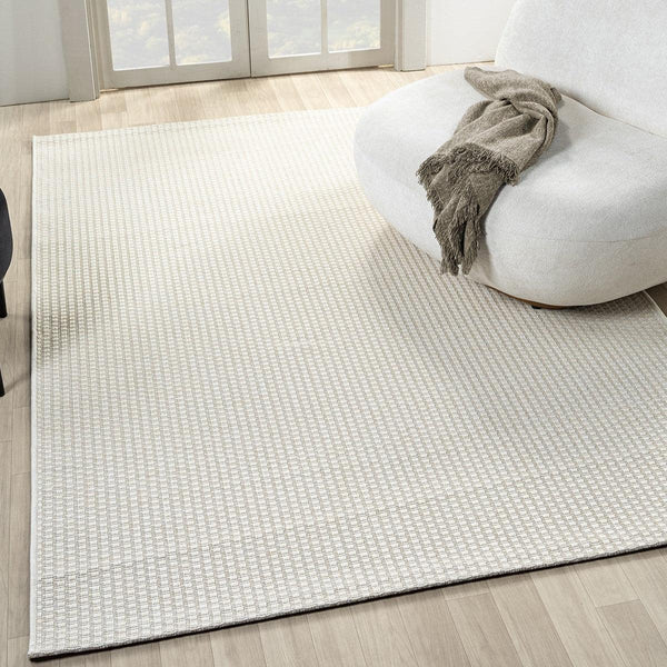 Cream White Woven Modern Rug - L666KRBO
