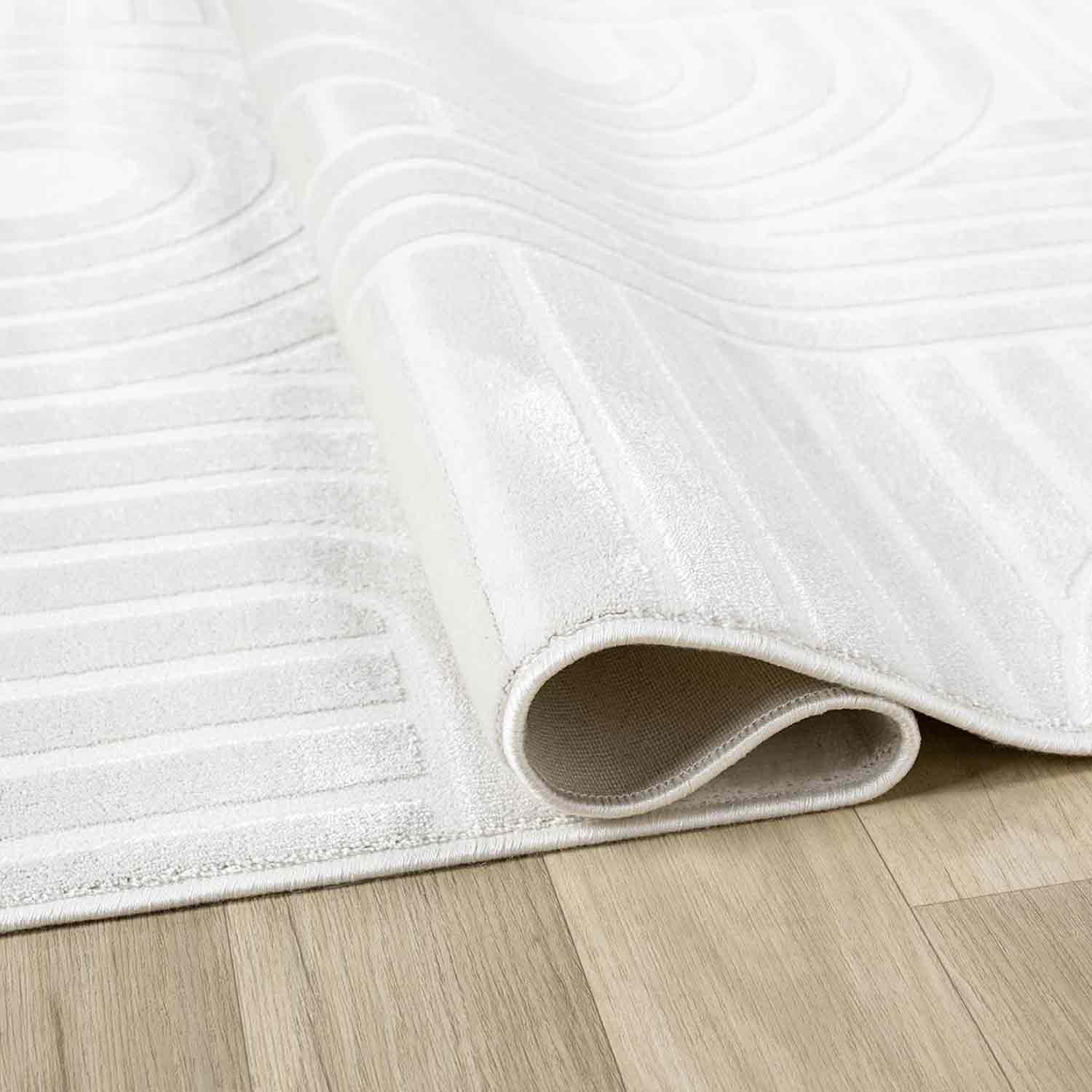 Krem Beyaz Yarım Daire Geometrik Modern Halı