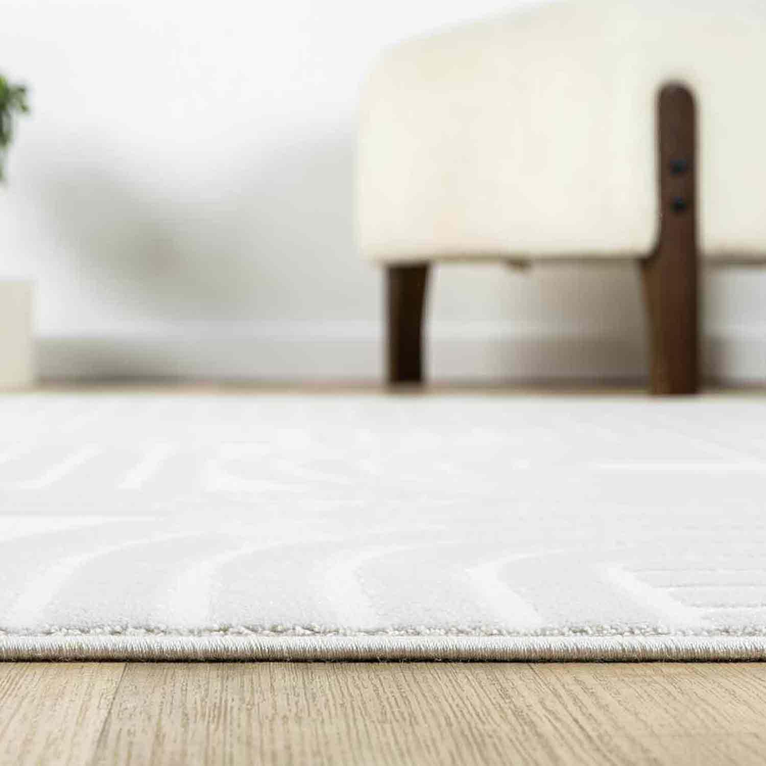 Krem Beyaz Yarım Daire Geometrik Modern Halı