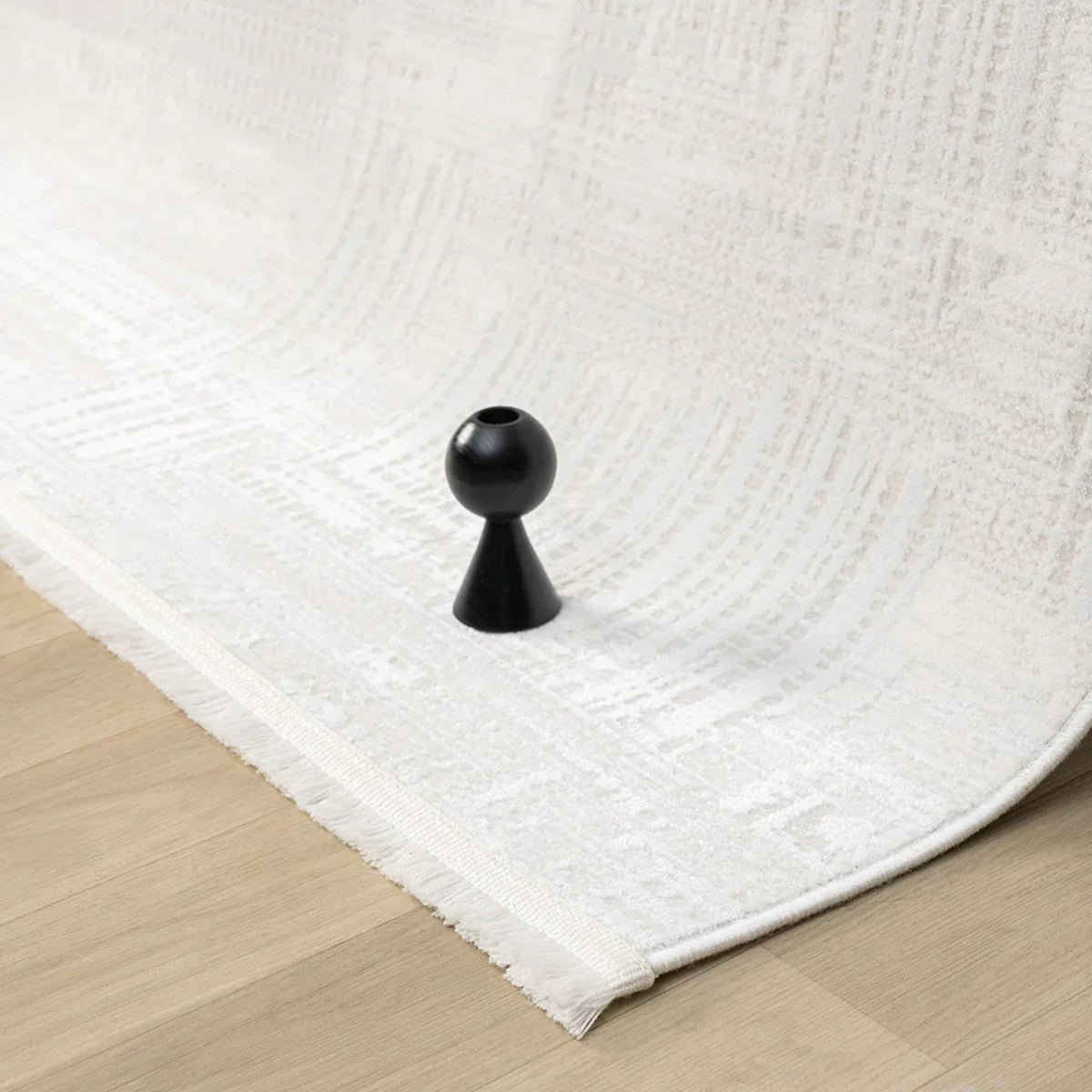 Krem Beyaz Soyut Çizgisel Modern Halı