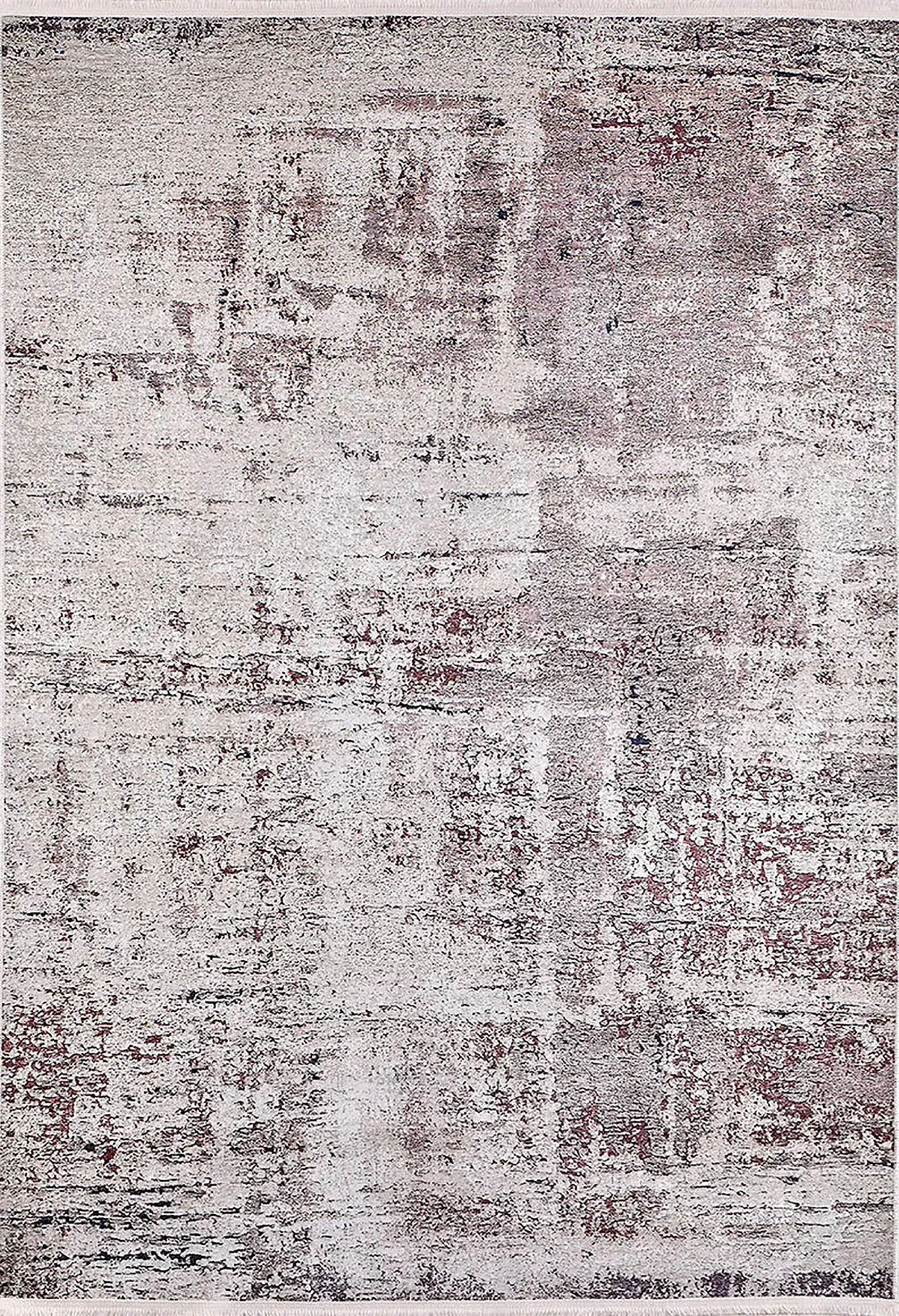 Krem, Bordo ve Gri Modern Soyut Sanat Halısı