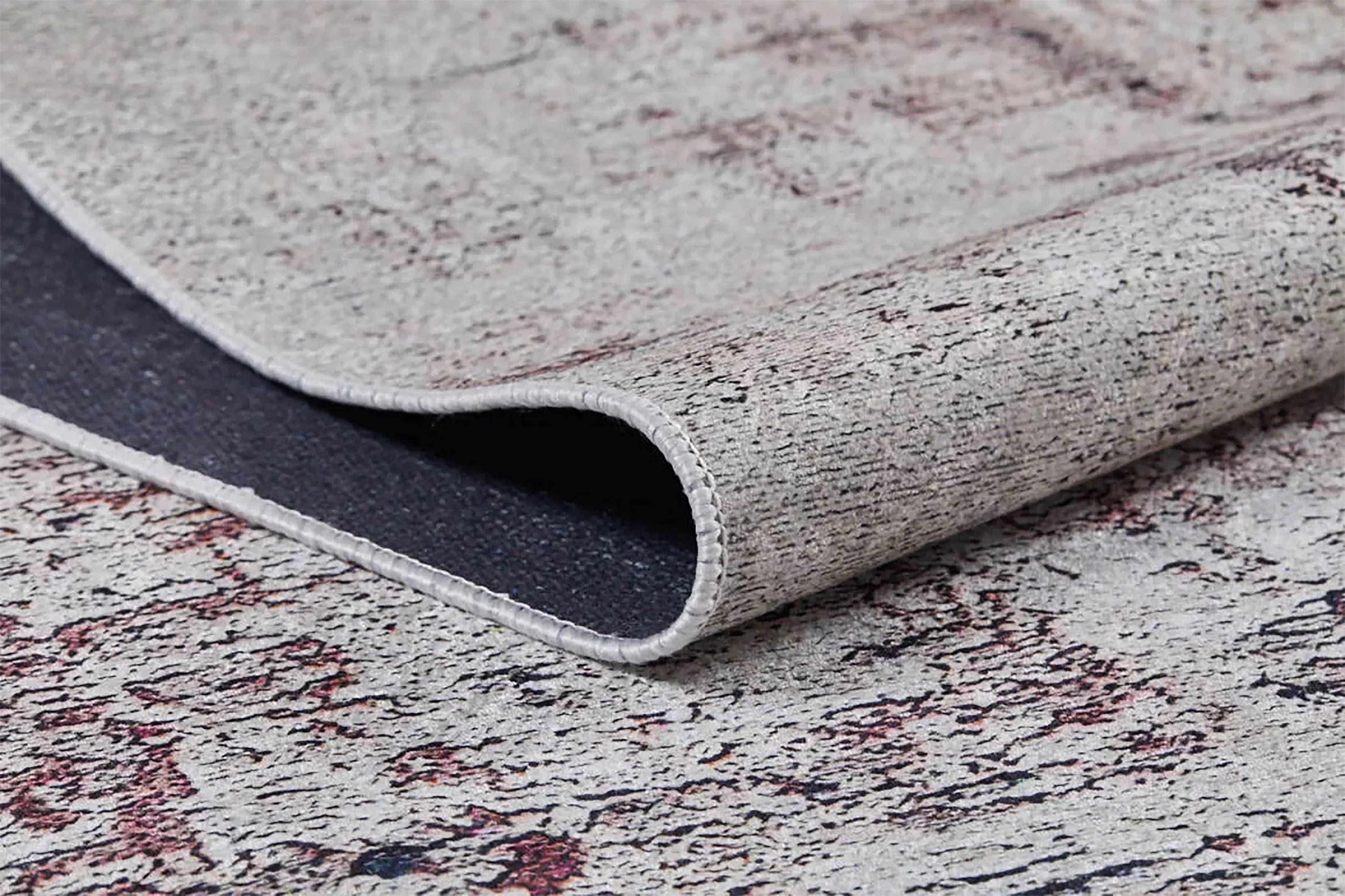 Krem, Bordo ve Gri Modern Soyut Sanat Halısı