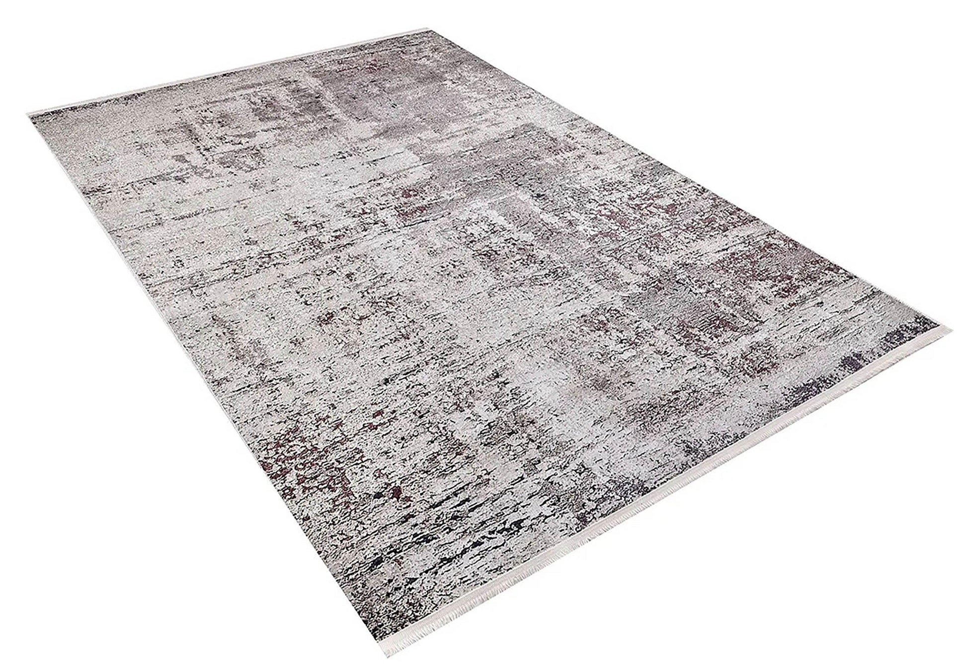 Krem, Bordo ve Gri Modern Soyut Sanat Halısı