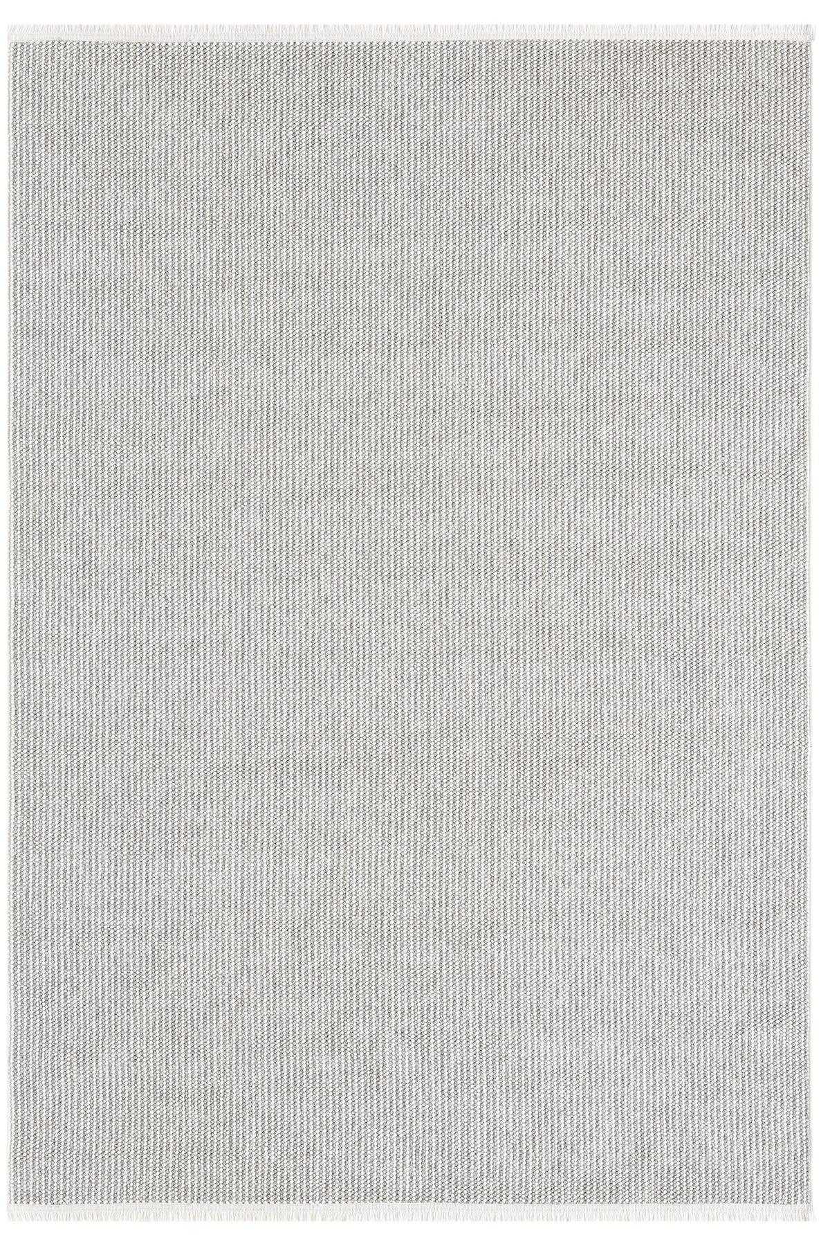 Krem Gri Bukle Dokulu Düz Renk Modern Halı