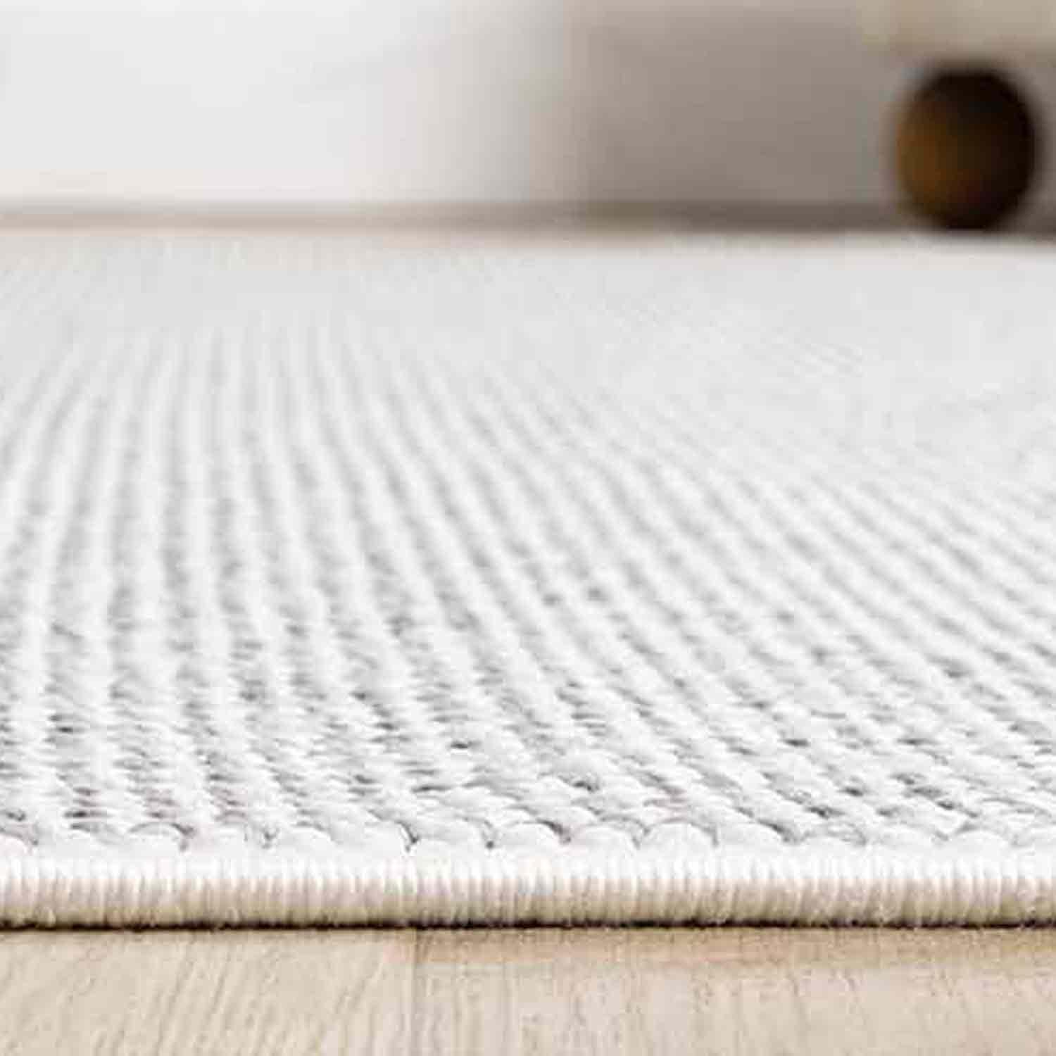 Krem Gri Bukle Dokulu Düz Renk Modern Halı