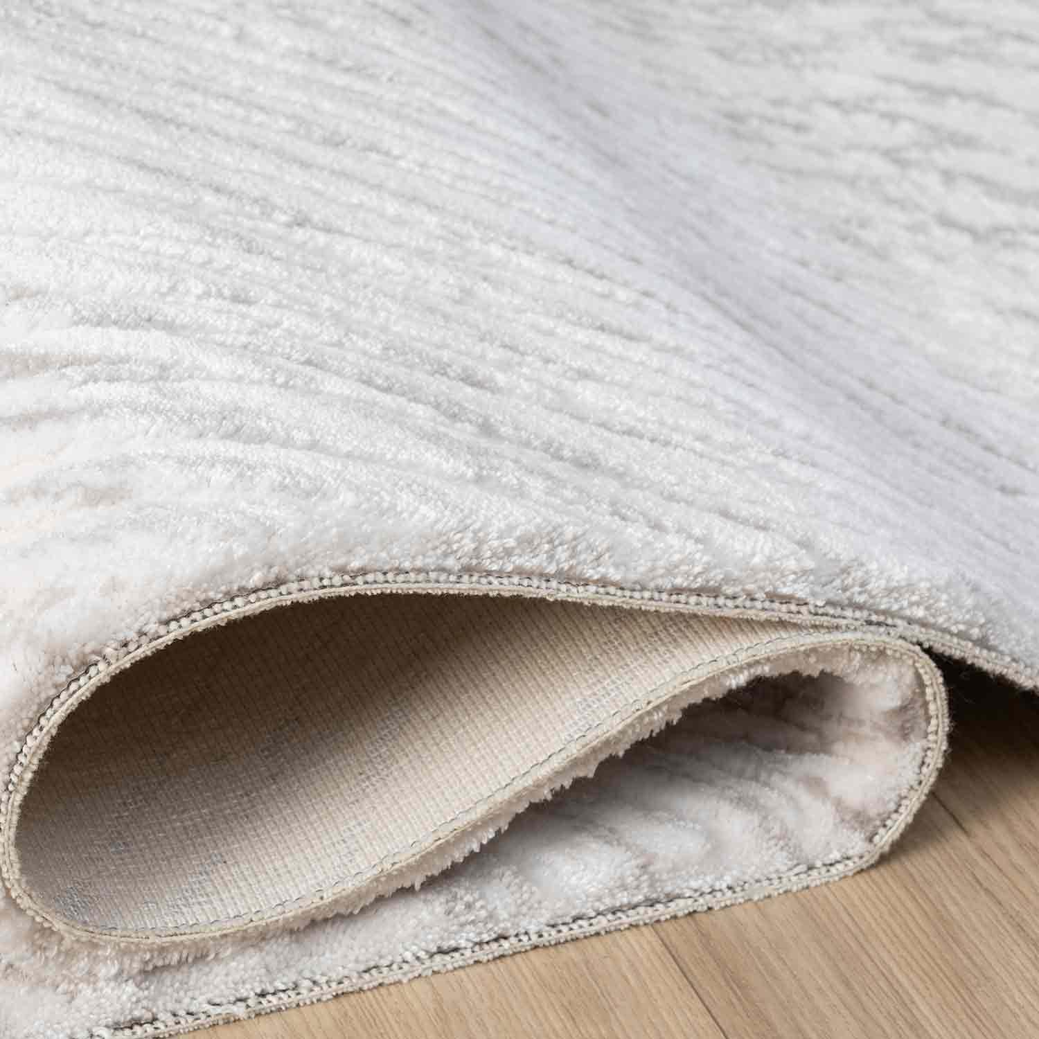 Krem Gri Soyut Çizgili Modern Halı