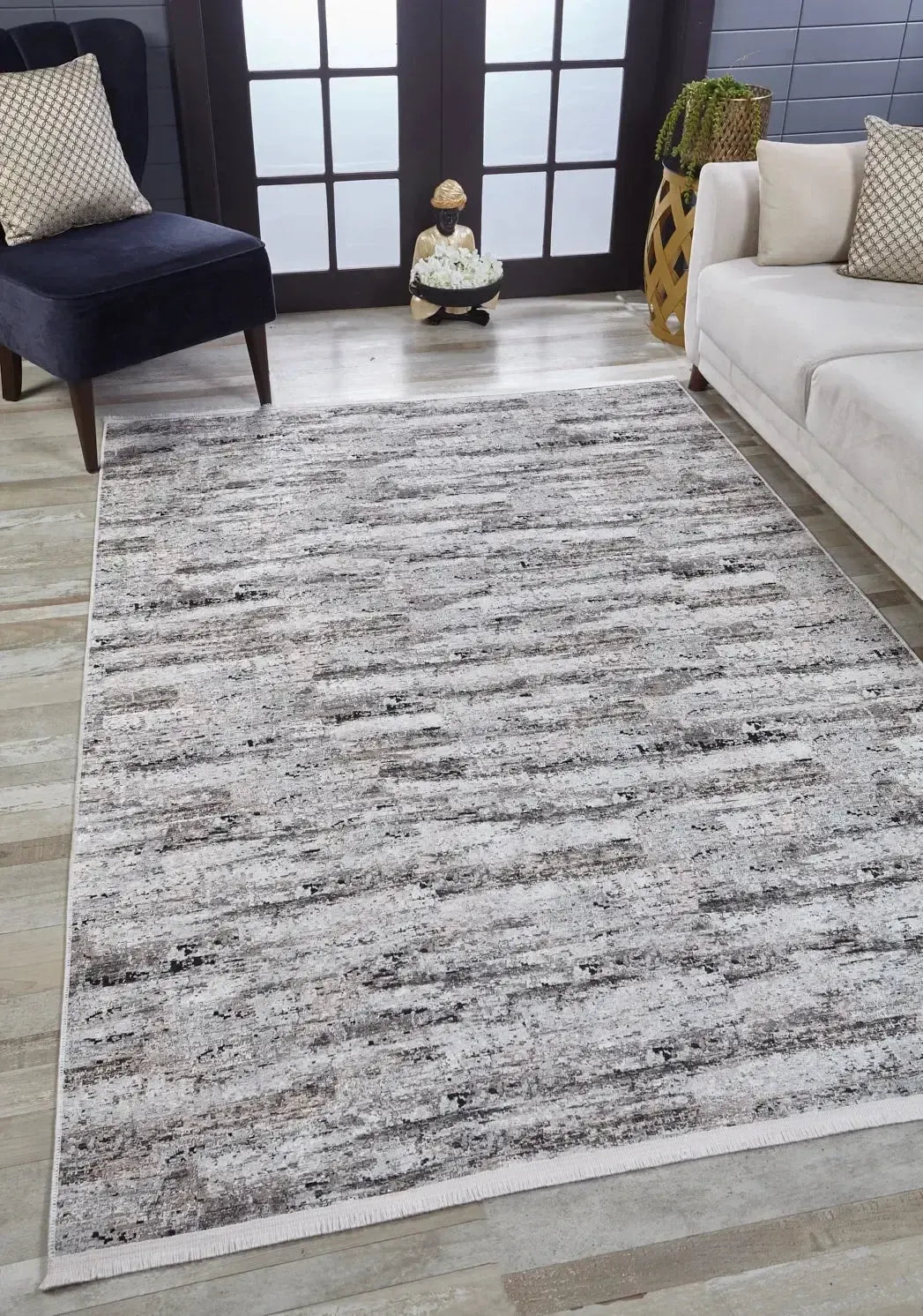Krem ve Gri Tonlarda Modern Halı