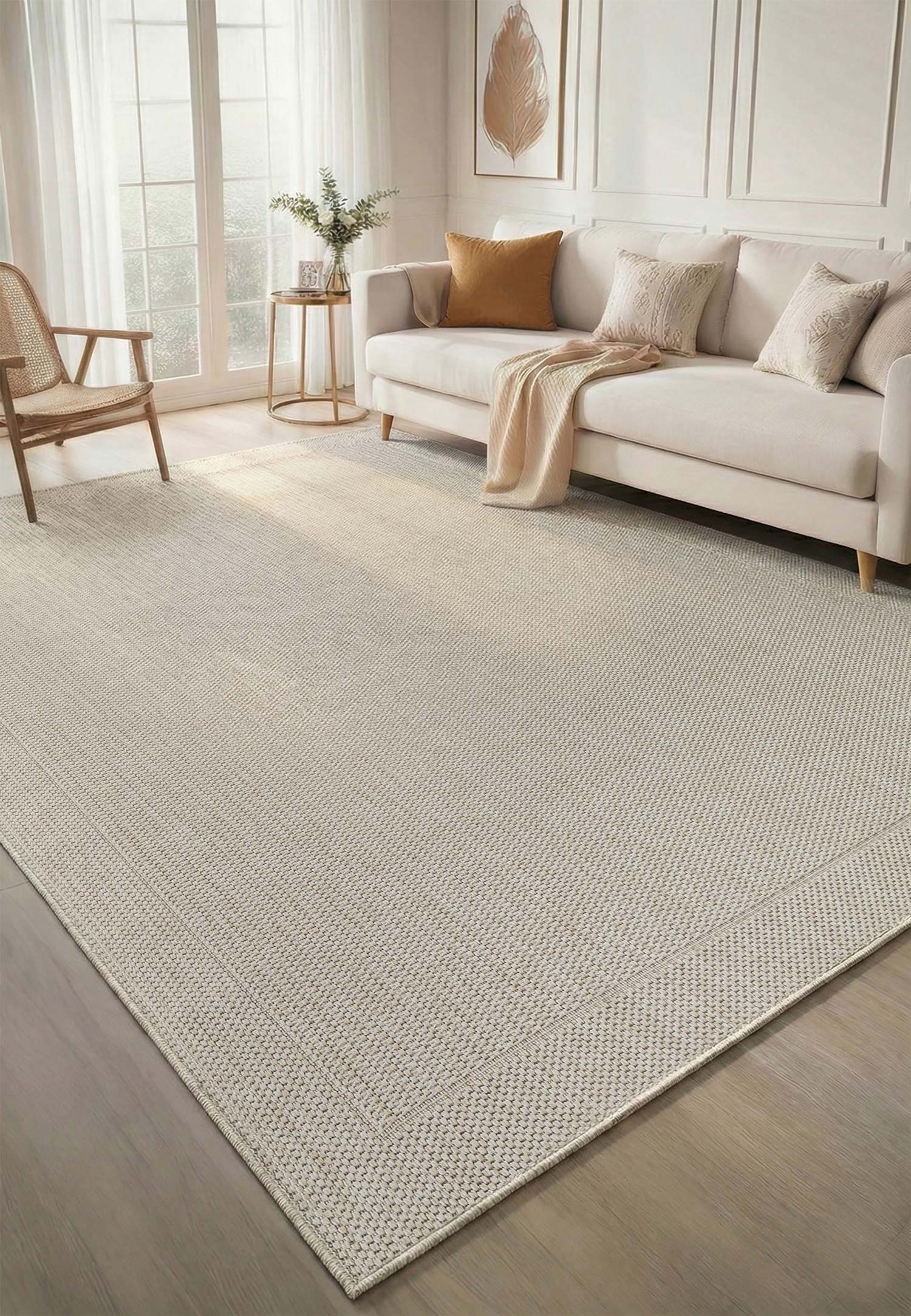 Minimalist Krem Beyaz Sisal Halı - FM02W