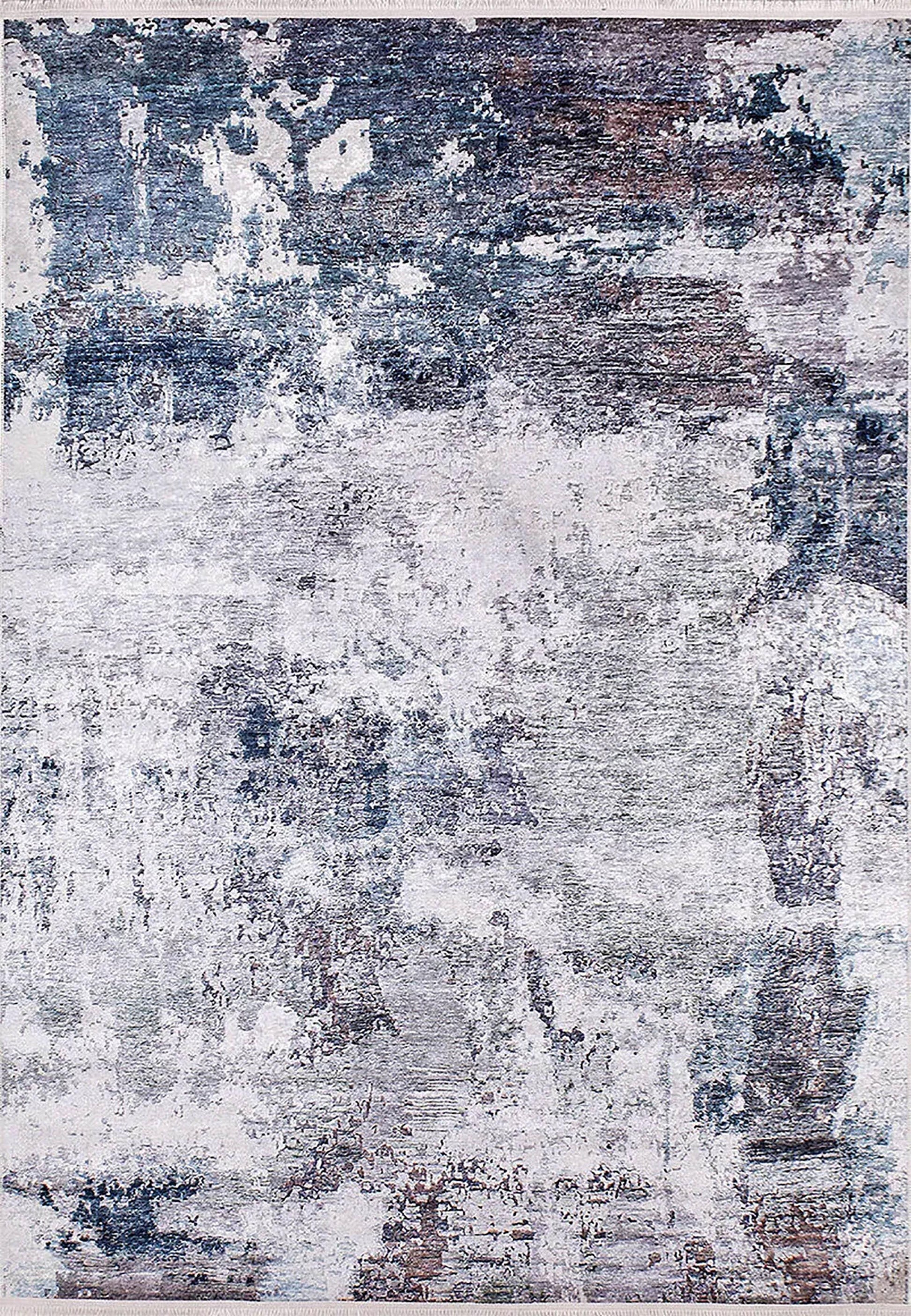 Lacivert, Beyaz ve Kahve Modern Soyut Sanat Halısı